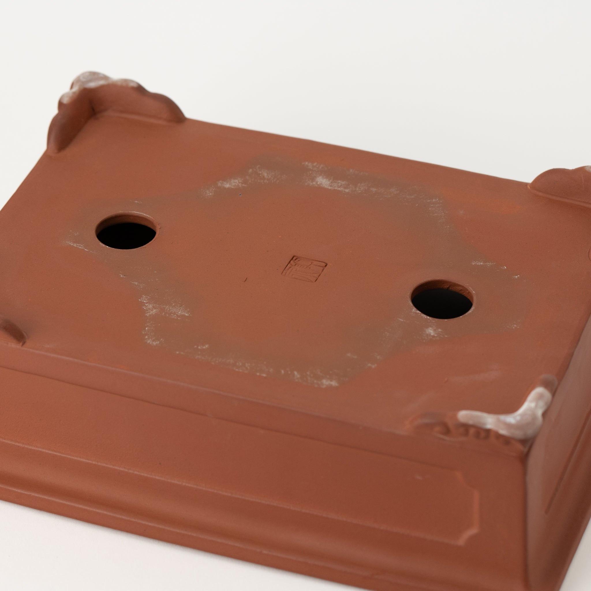 Tousen Tokoname Ware Rectangle Vermilion Japanese Bonsai Pot No.8.5