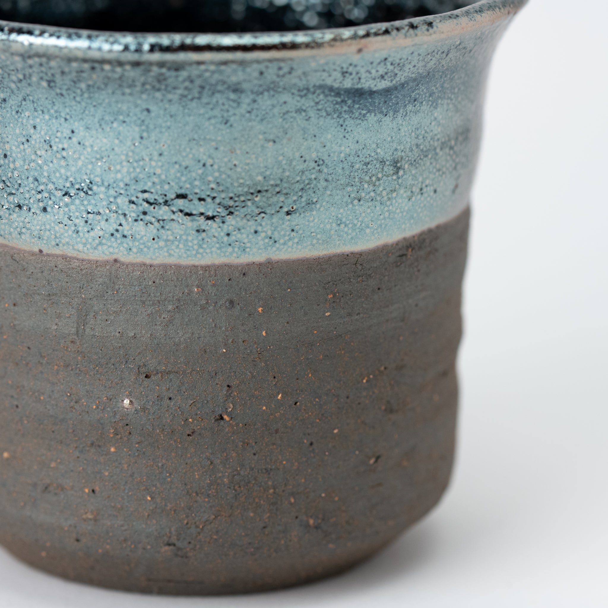 Naginowa Shigaraki Ware Iron Glaze Double Layered Deep Japanese Bonsai Pot 4 in.