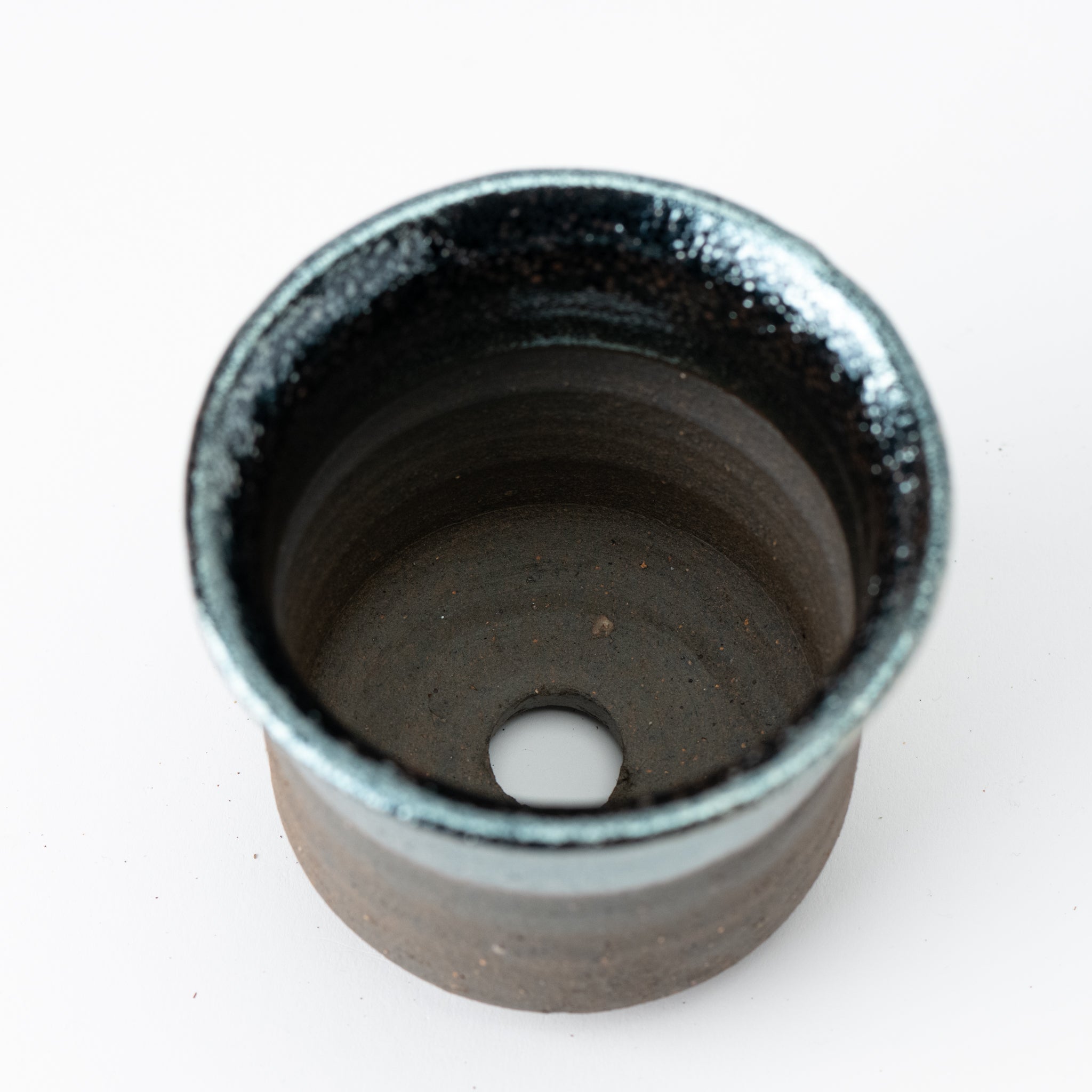 Naginowa Shigaraki Ware Iron Glaze Double Layered Deep Japanese Bonsai Pot 4 in.