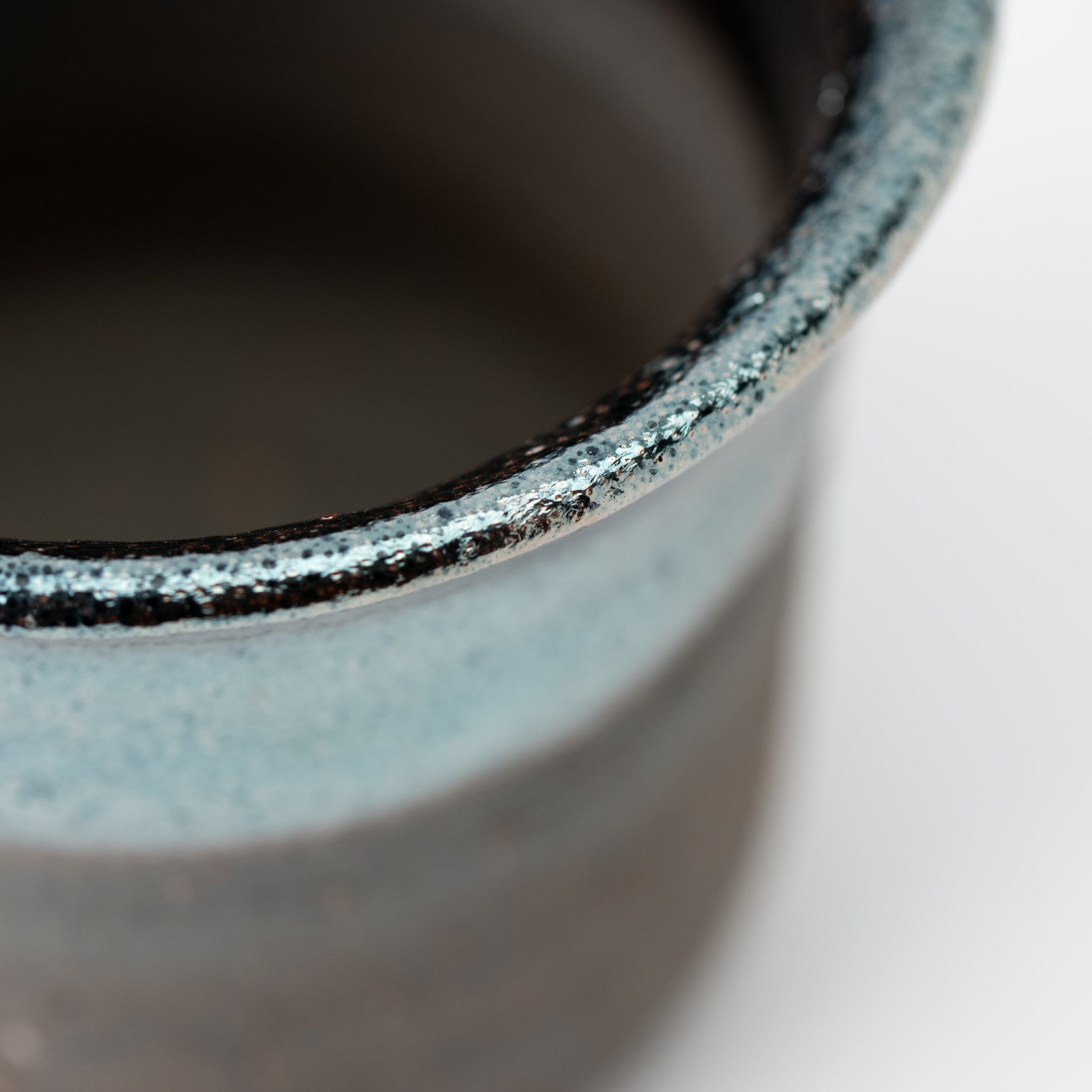 Naginowa Shigaraki Ware Iron Glaze Double Layered Deep Japanese Bonsai Pot 4 in.