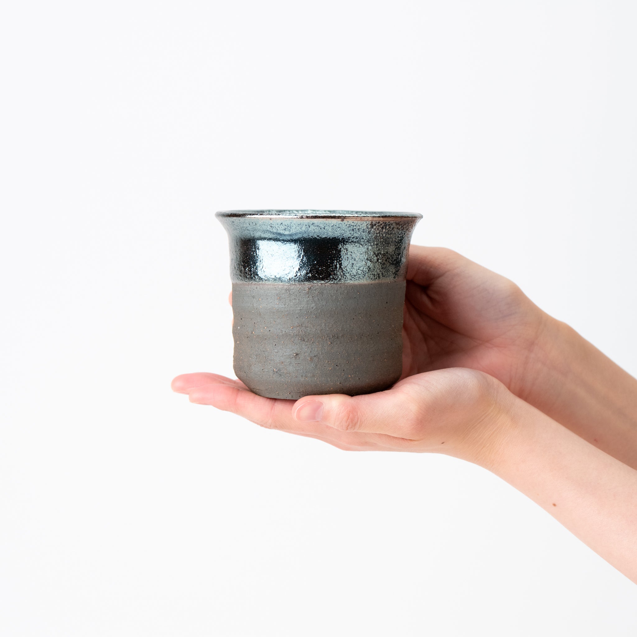 Naginowa Shigaraki Ware Iron Glaze Double Layered Deep Japanese Bonsai Pot 4 in.