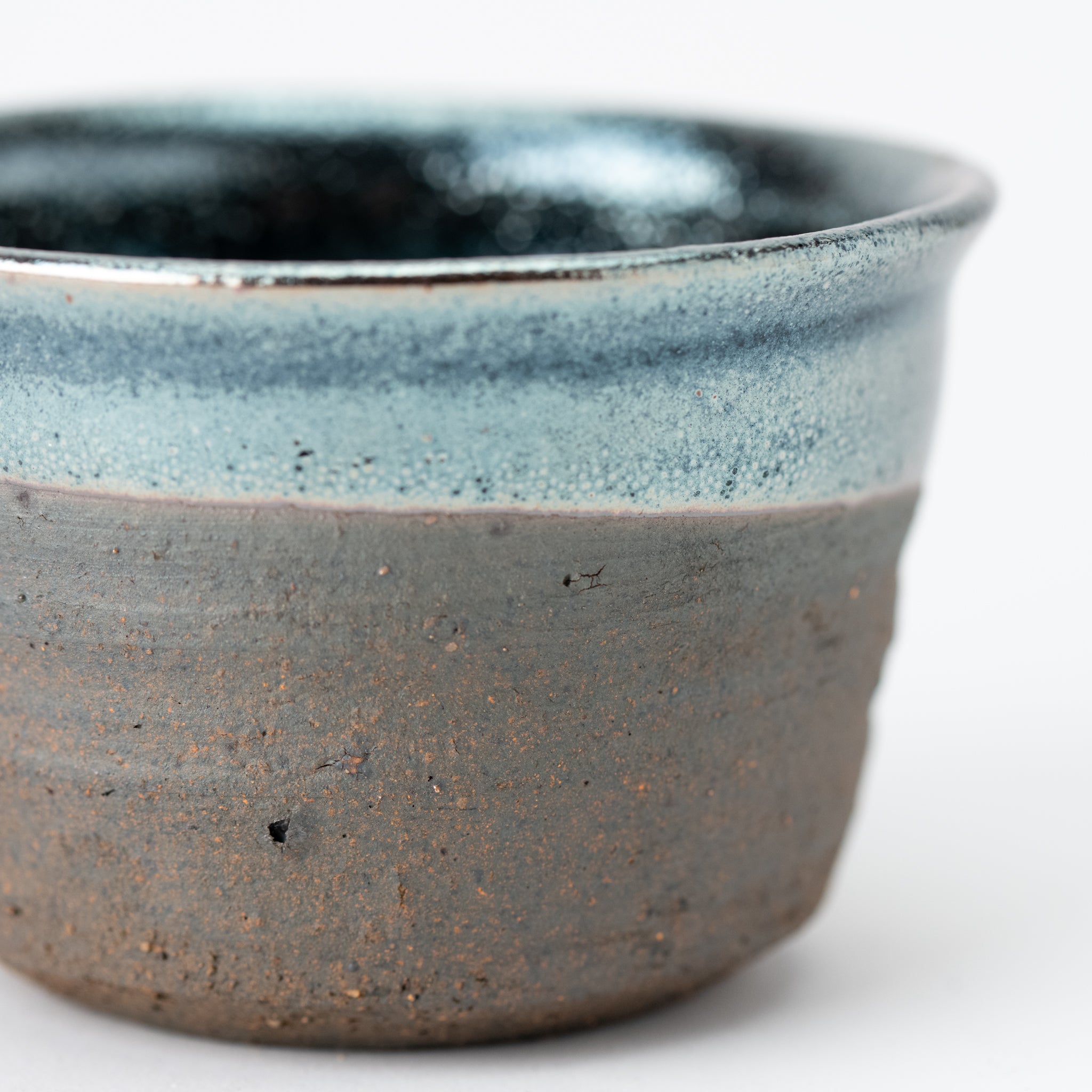 Naginowa Shigaraki Ware Iron Glaze Double Layered Shallow Japanese Bonsai Pot 4.1 in.