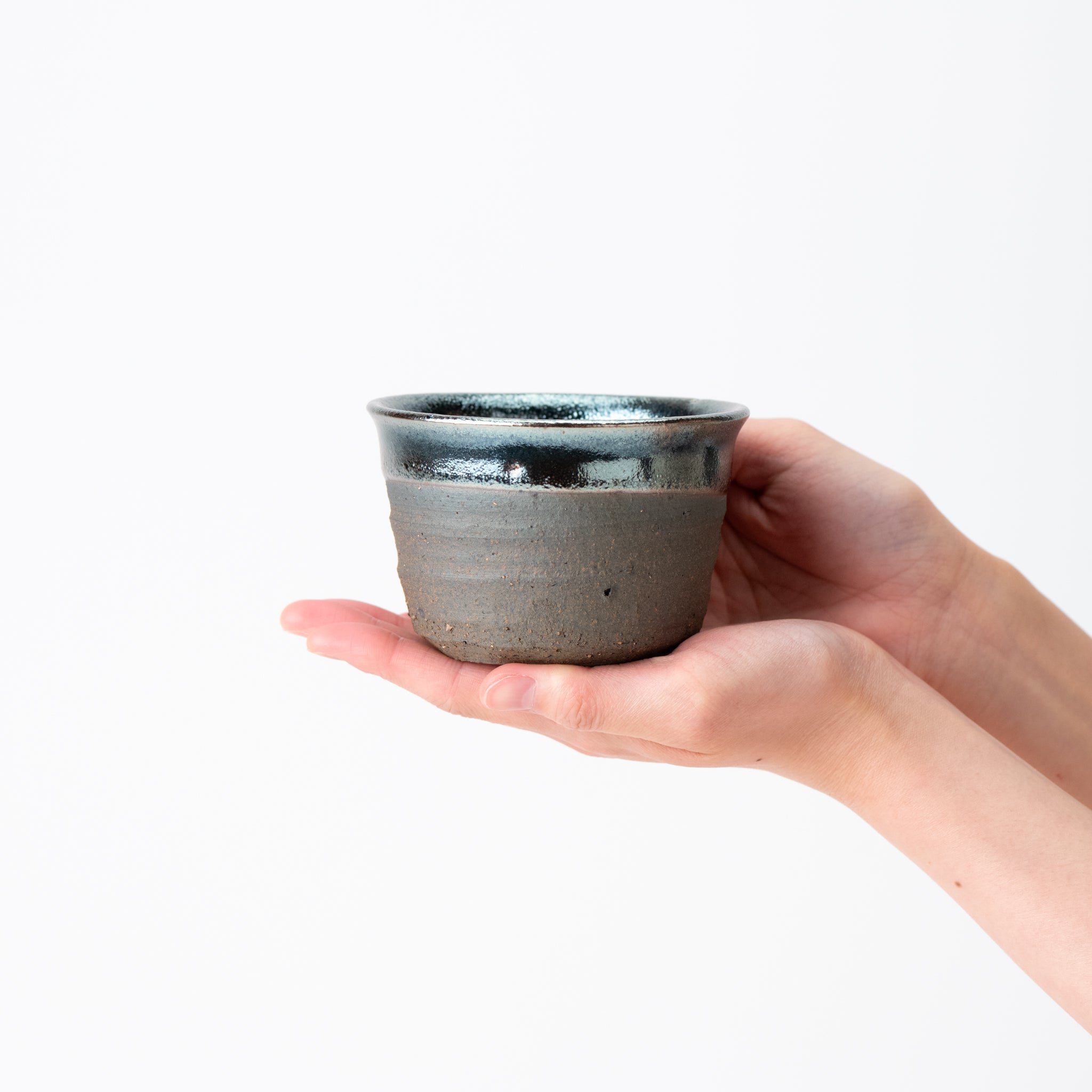 Naginowa Shigaraki Ware Iron Glaze Double Layered Shallow Japanese Bonsai Pot 4.1 in.