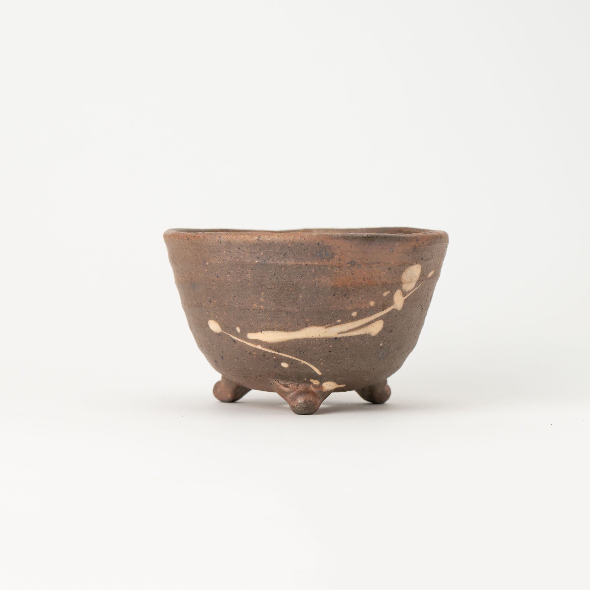 Mitsue Tokoname Ware Round Three Legged Japanese Bonsai Pot