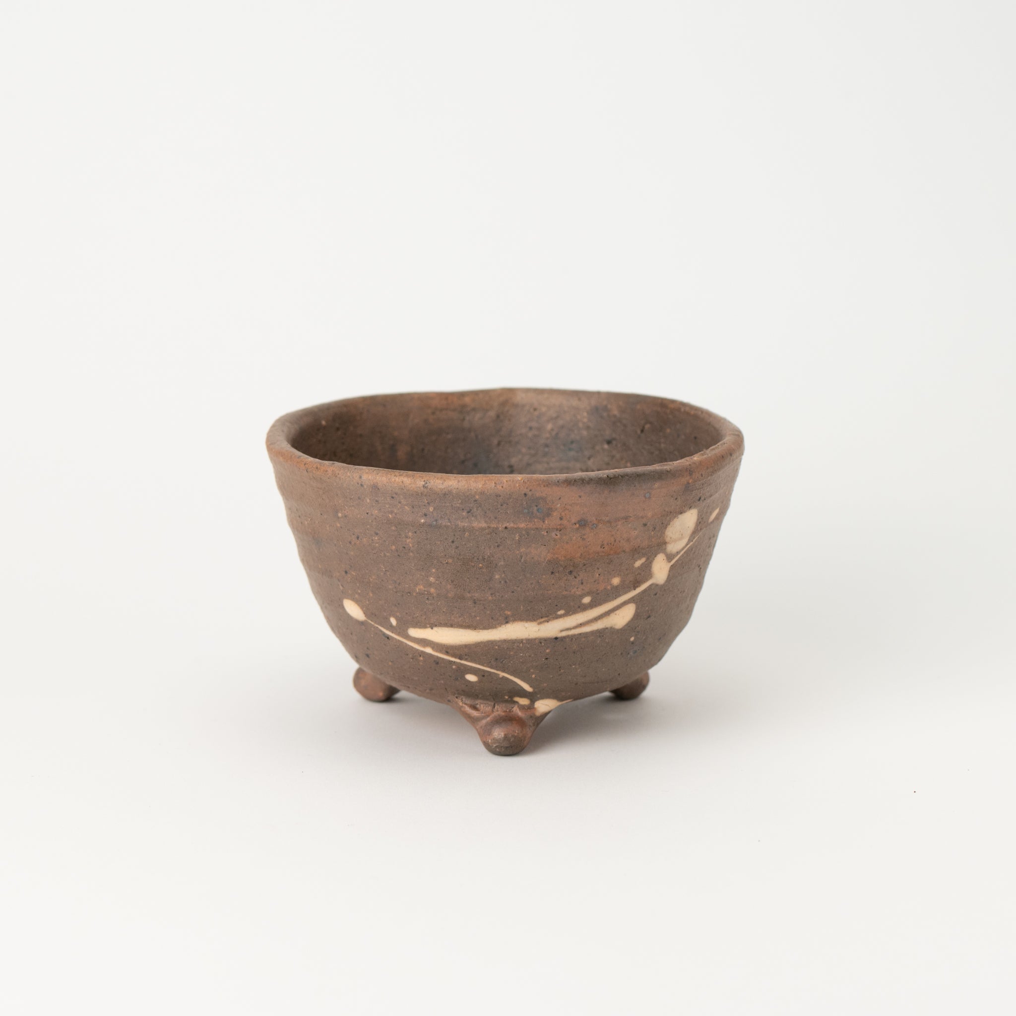 Mitsue Tokoname Ware Round Three Legged Japanese Bonsai Pot