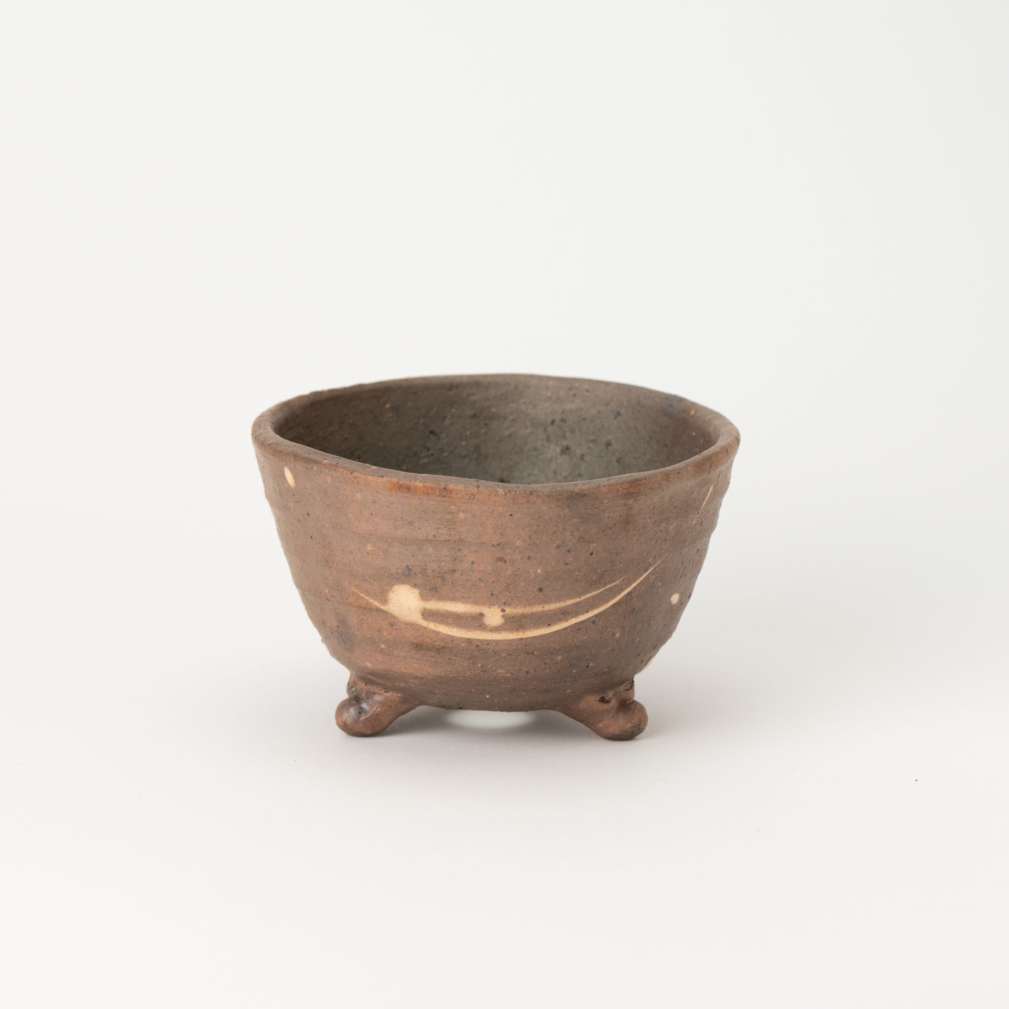 Mitsue Tokoname Ware Round Three Legged Japanese Bonsai Pot