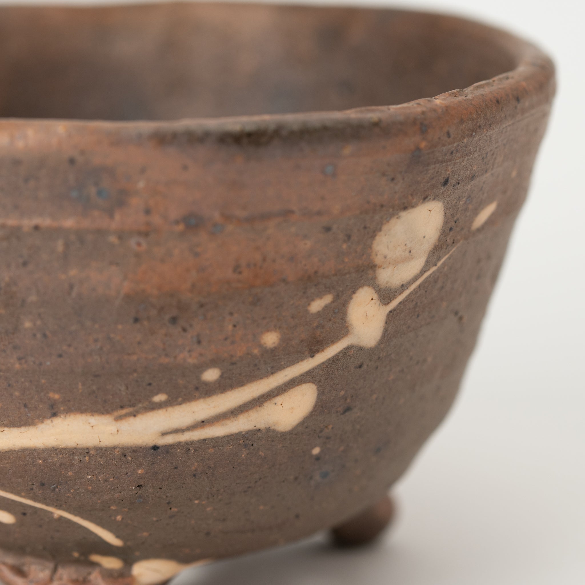 Mitsue Tokoname Ware Round Three Legged Japanese Bonsai Pot