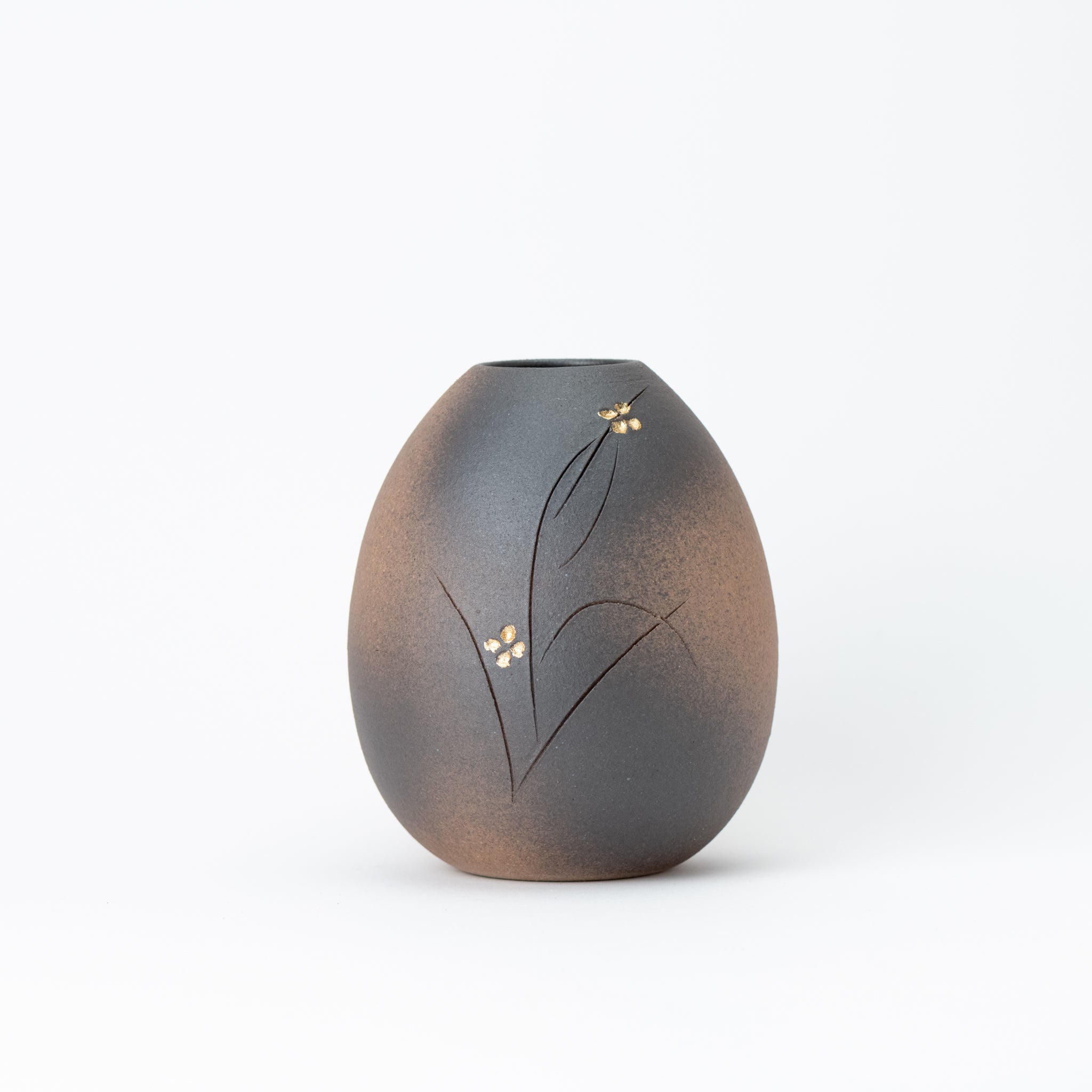 Naginowa Shigaraki Ware Natsume Kamon Flower Vase 5.1 in.