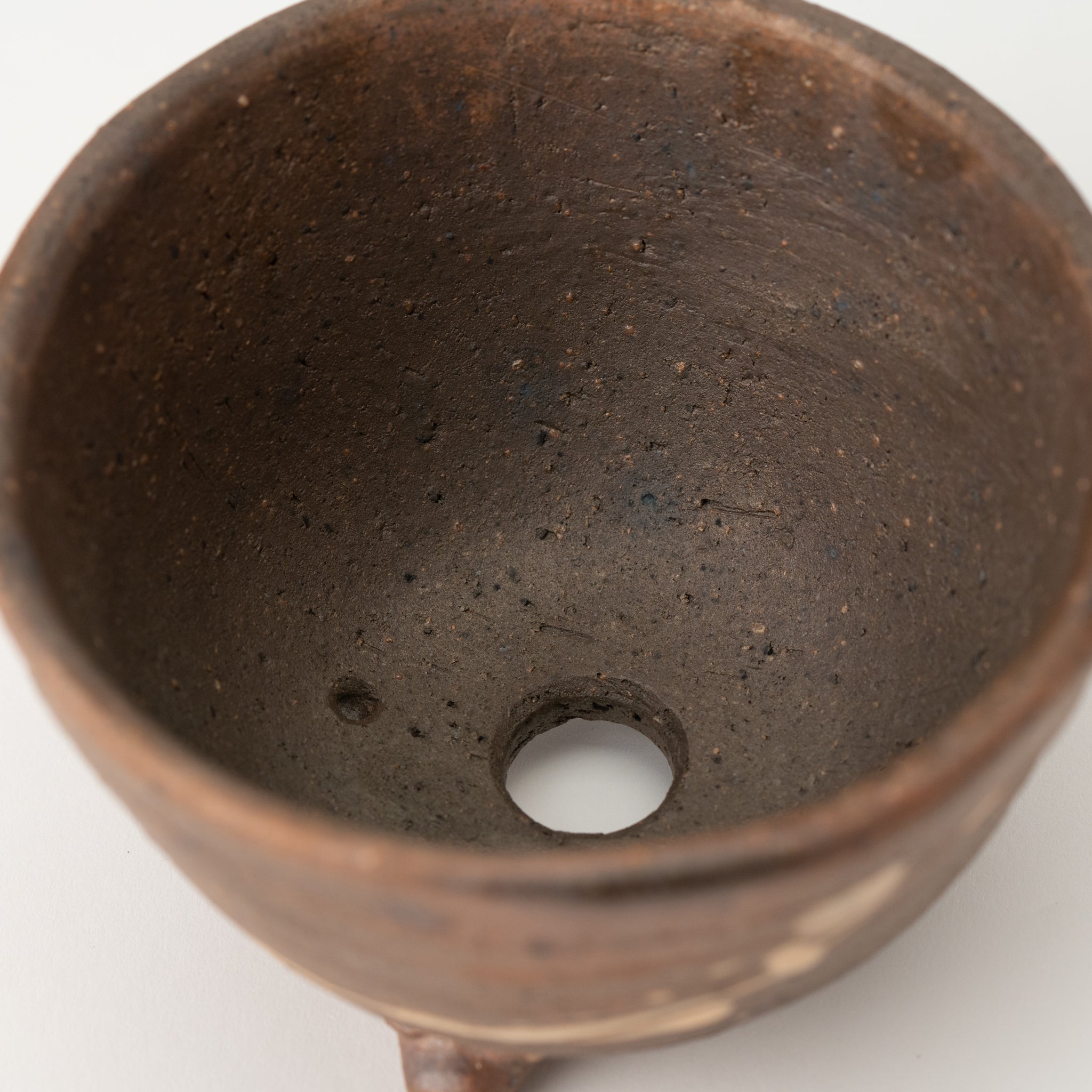 Mitsue Tokoname Ware Round Three Legged Japanese Bonsai Pot