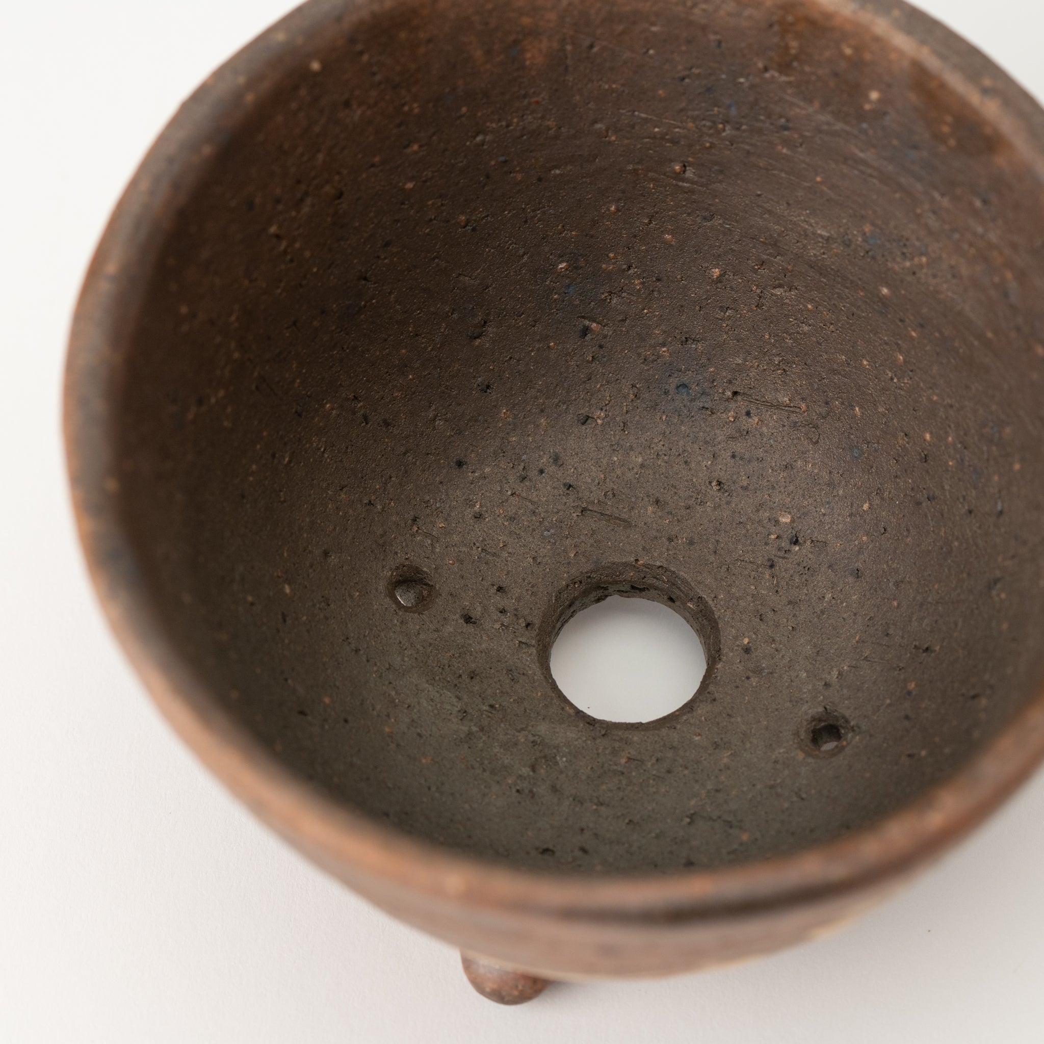 Mitsue Tokoname Ware Round Three Legged Japanese Bonsai Pot