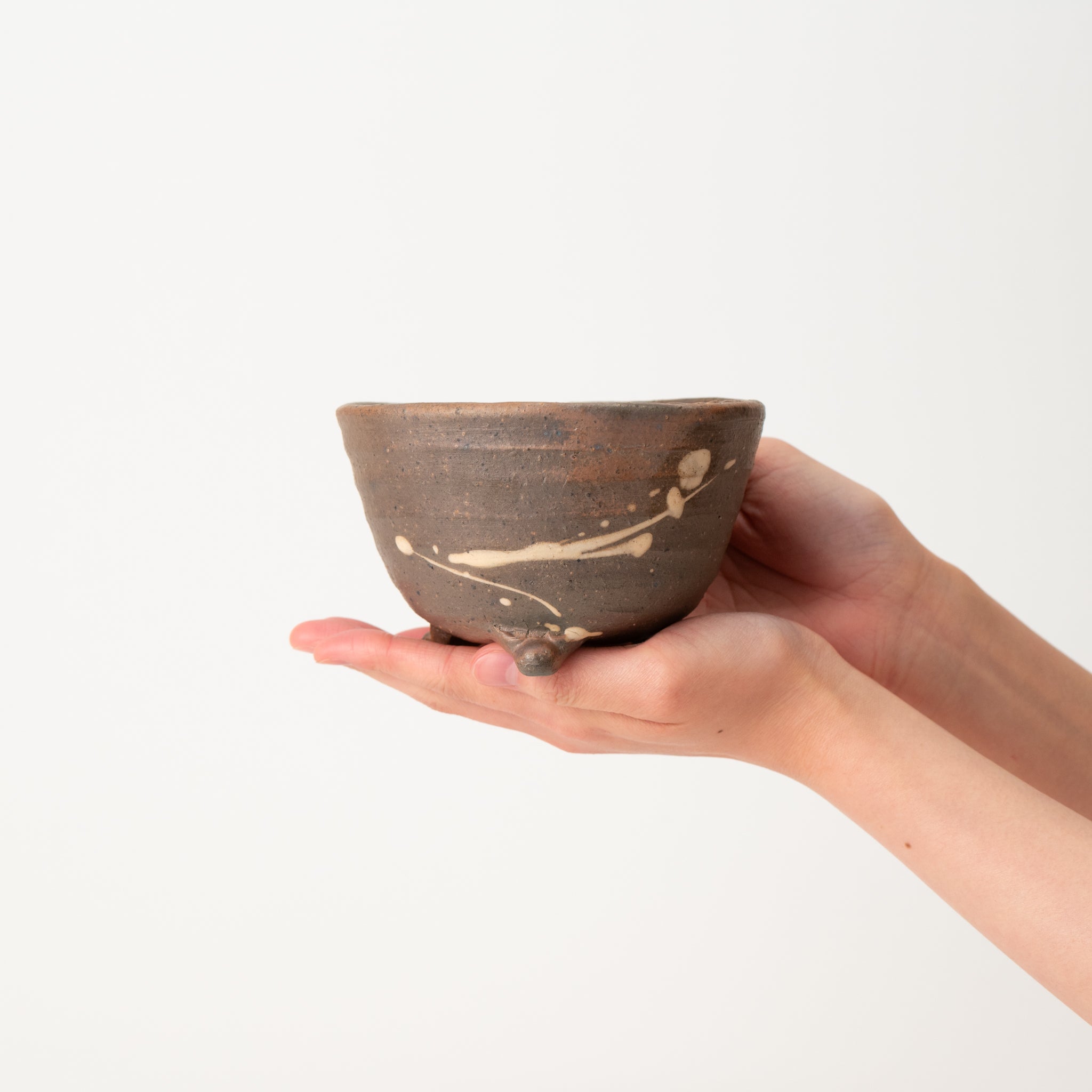 Mitsue Tokoname Ware Round Three Legged Japanese Bonsai Pot