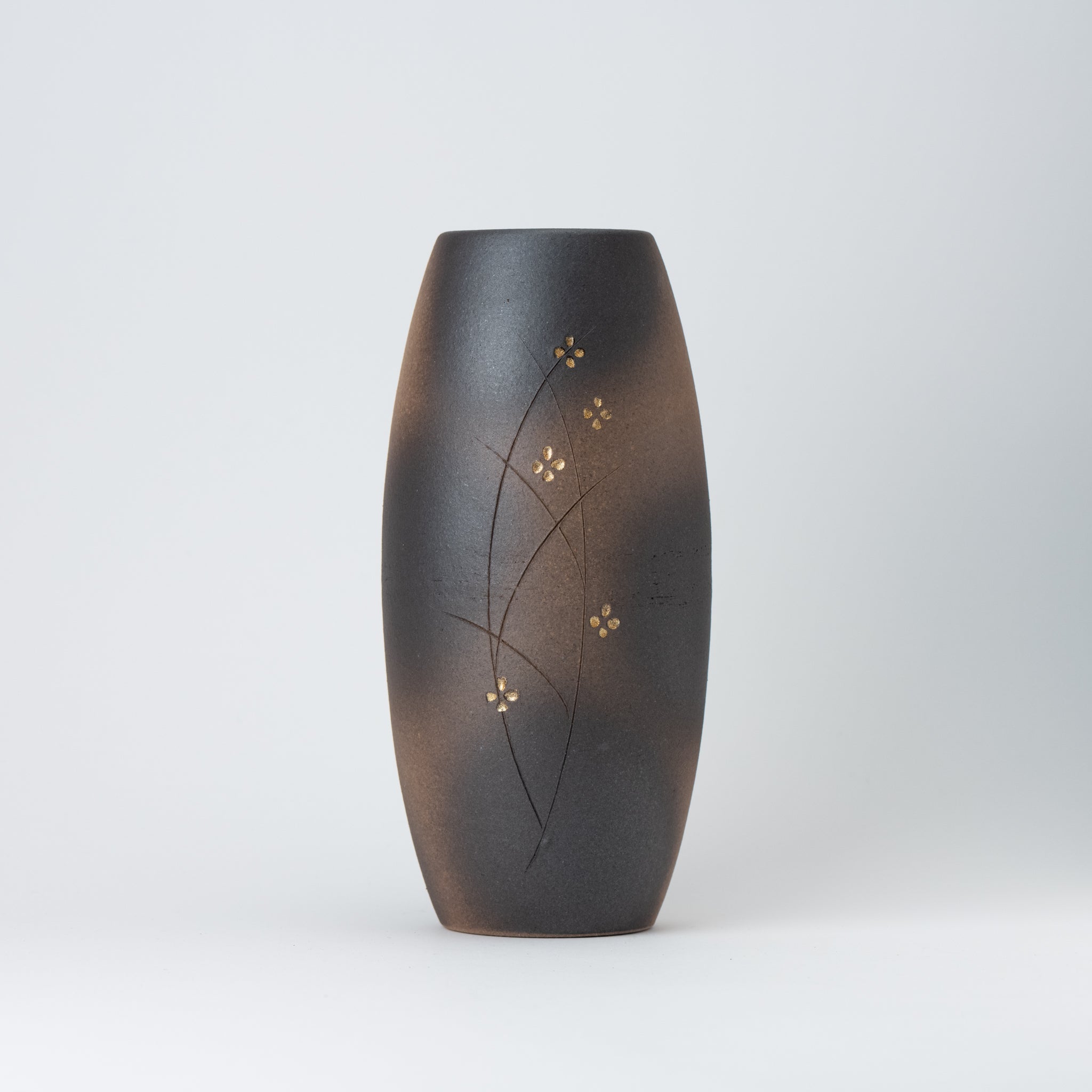 Naginowa Shigaraki Ware Gold Rust Painted Flower Vase 4.7 in.