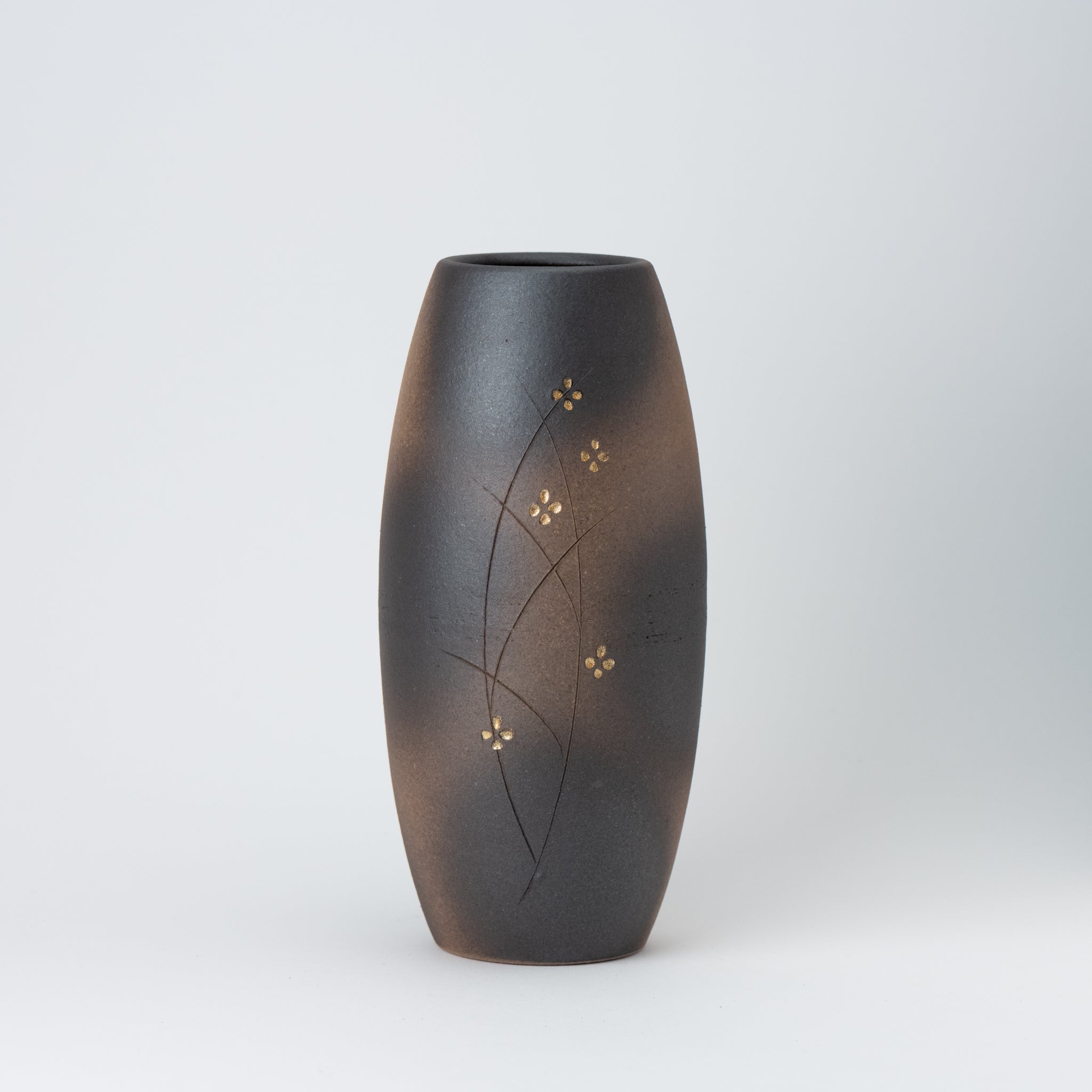 Naginowa Shigaraki Ware Gold Rust Painted Flower Vase 4.7 in.
