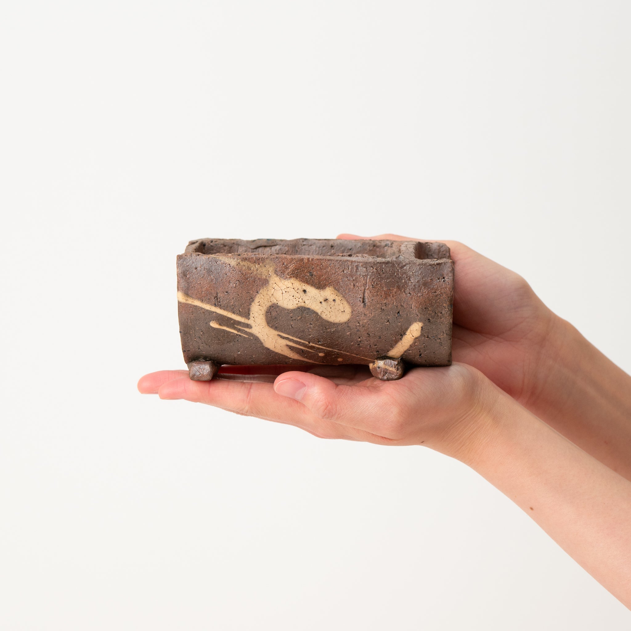 Mitsue Tokoname Ware Split-tube Bowl Japanese Bonsai Pot