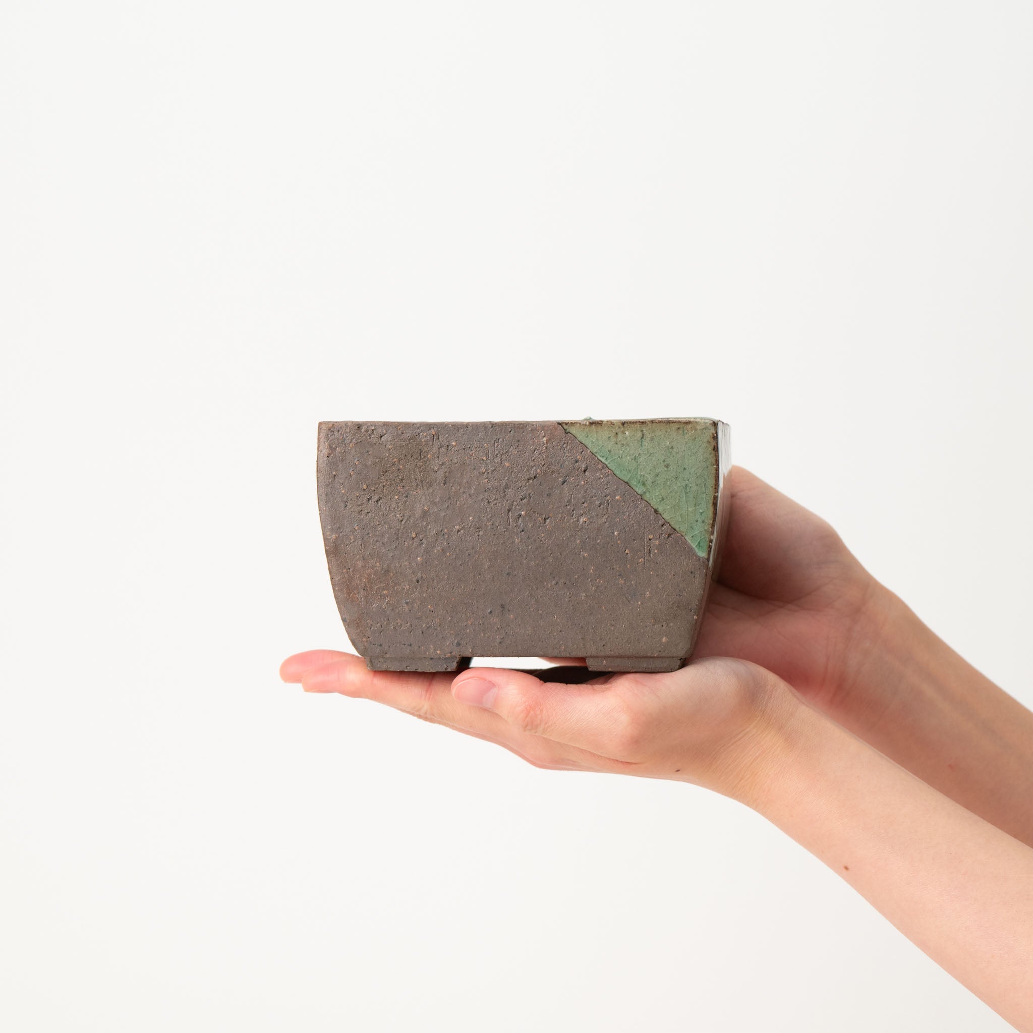 Mitsue Tokoname Ware Rectangle Medium Depth Japanese Bonsai Pot