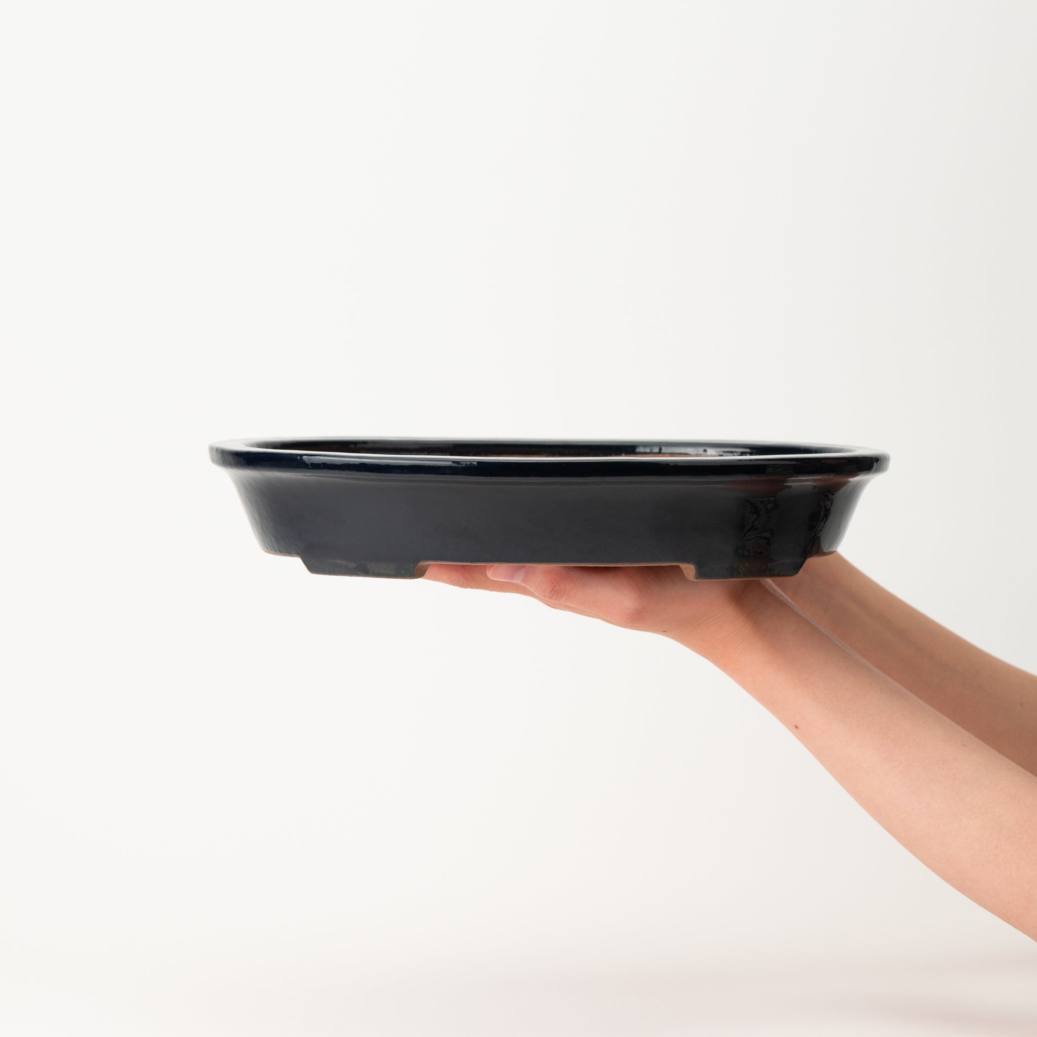 Sambo Tokoname Ware Oval Medim Shallow Japanese Bonsai Pot 10.8 in.