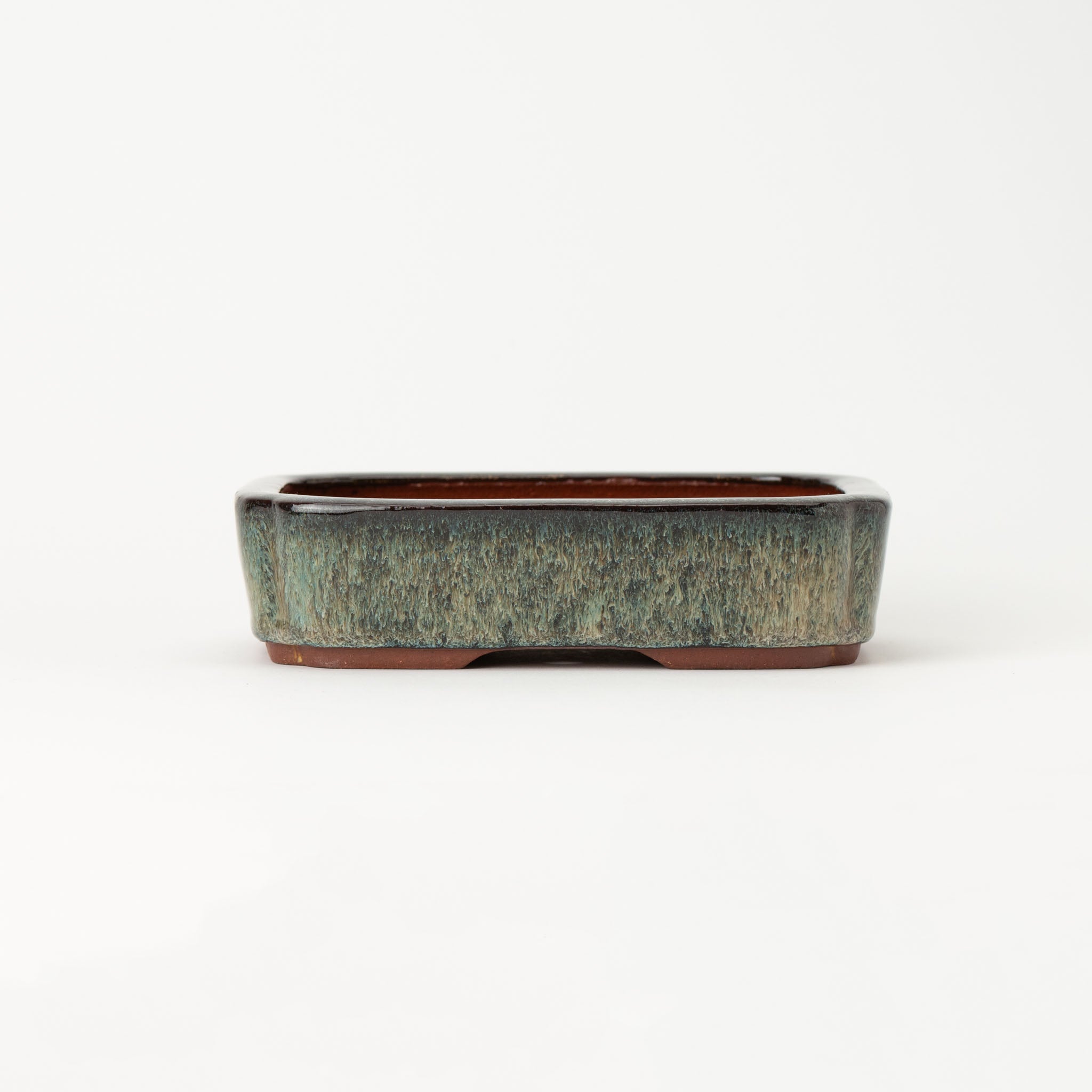 Eimei Tokoname Ware Long-sided Smeared Japanese Bonsai Pot 7.2 in.
