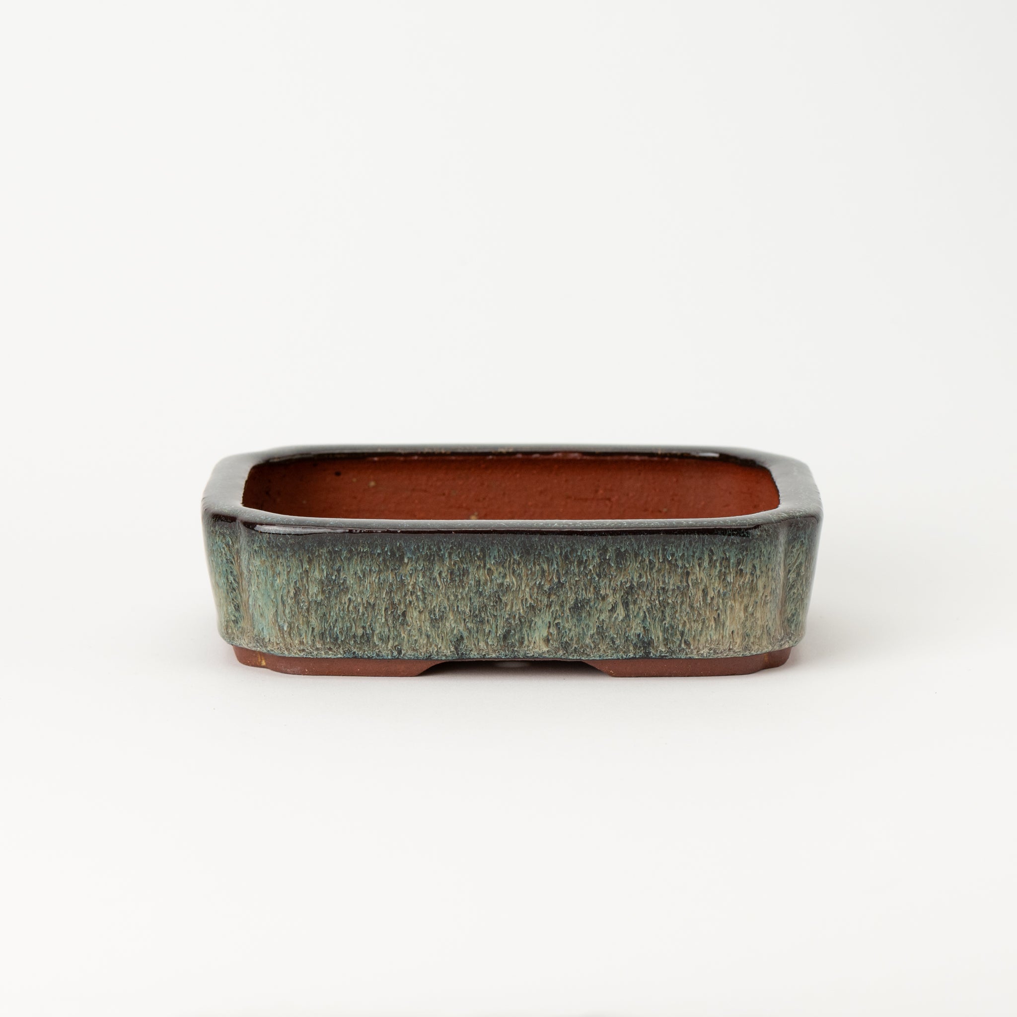 Eimei Tokoname Ware Long-sided Smeared Japanese Bonsai Pot 7.2 in.
