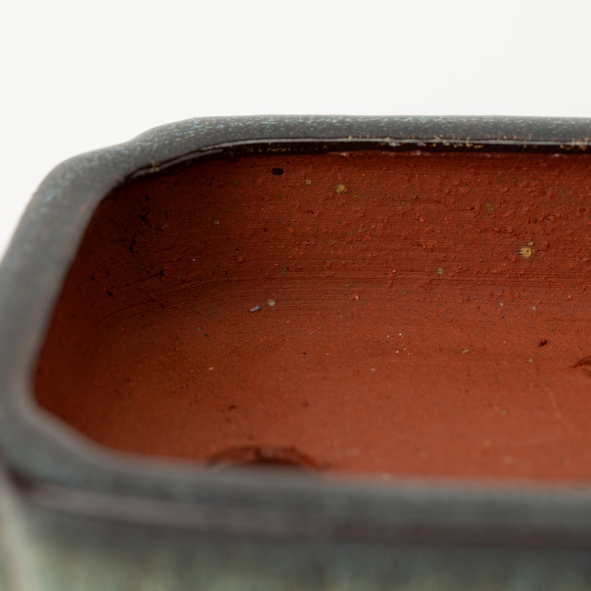 Eimei Tokoname Ware Long-sided Smeared Japanese Bonsai Pot 7.2 in.