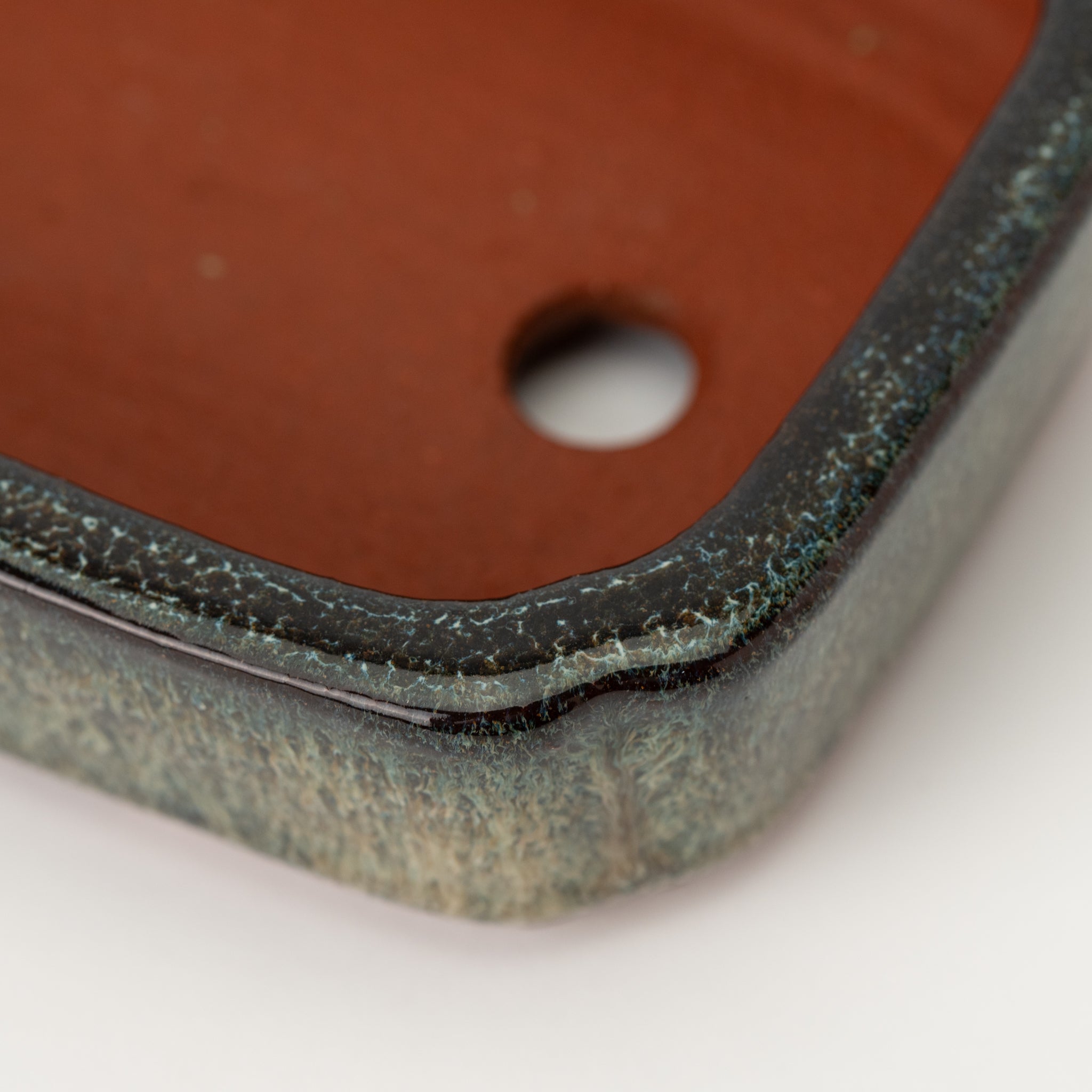 Eimei Tokoname Ware Long-sided Smeared Japanese Bonsai Pot 7.2 in.