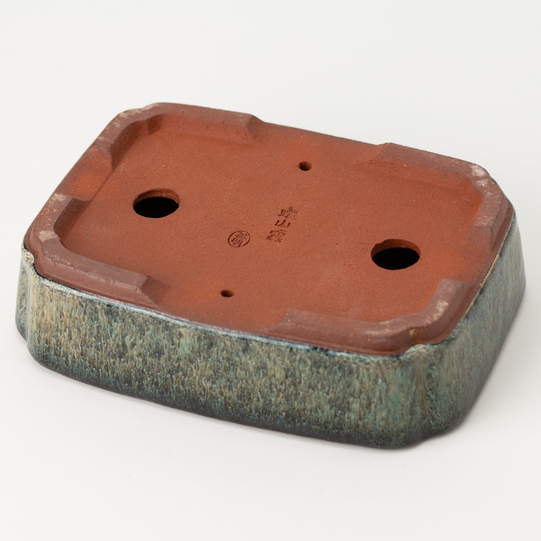 Eimei Tokoname Ware Long-sided Smeared Japanese Bonsai Pot 7.2 in.