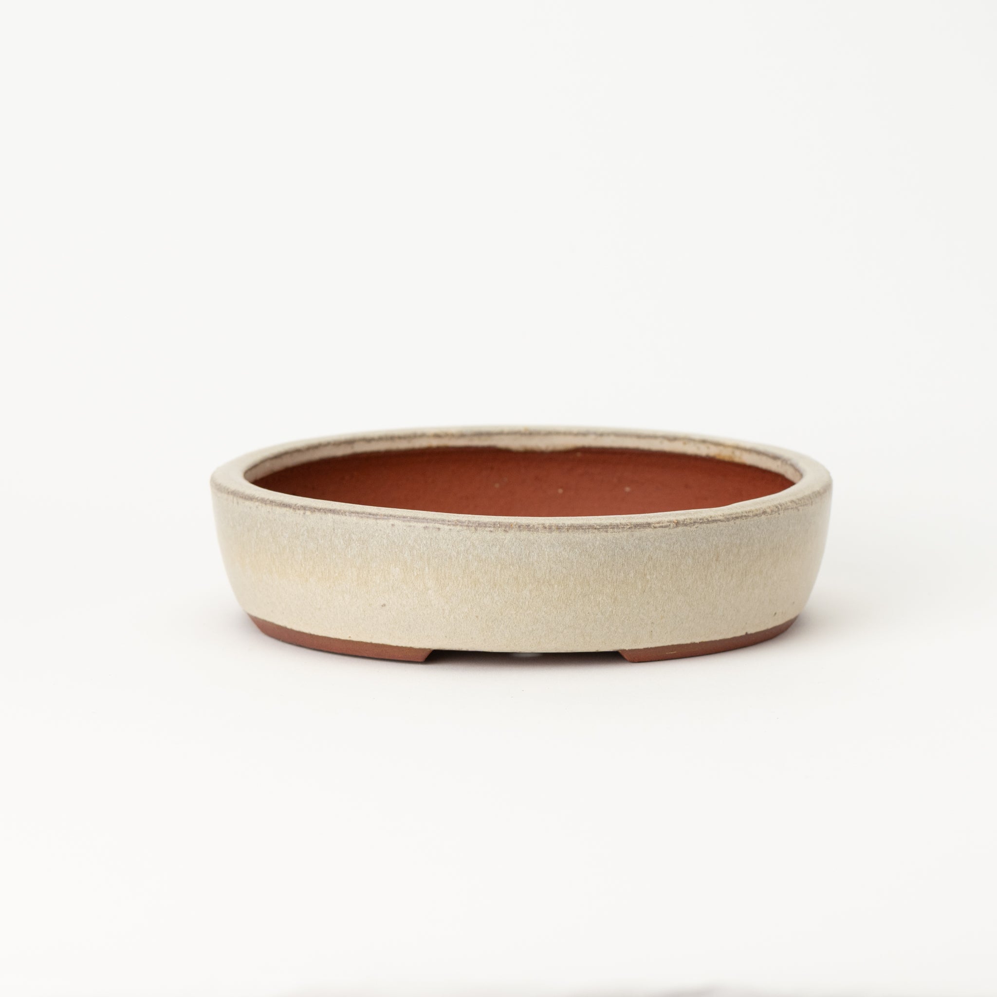 Eimei Tokoname Ware Oval White Japanese Bonsai Pot