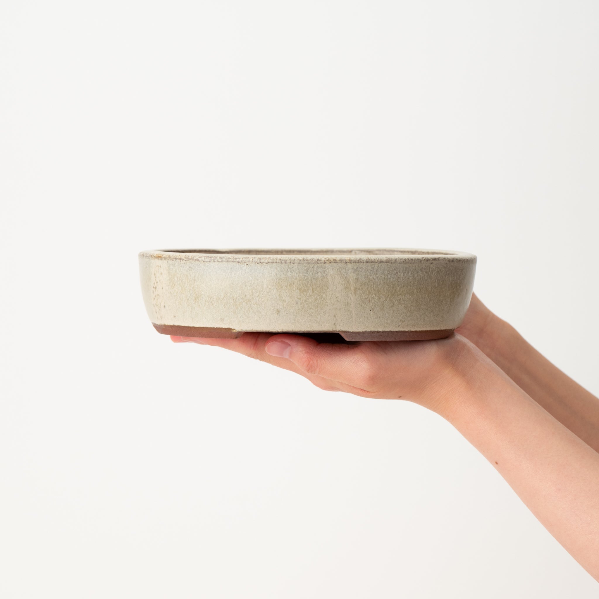 Eimei Tokoname Ware Oval White Japanese Bonsai Pot