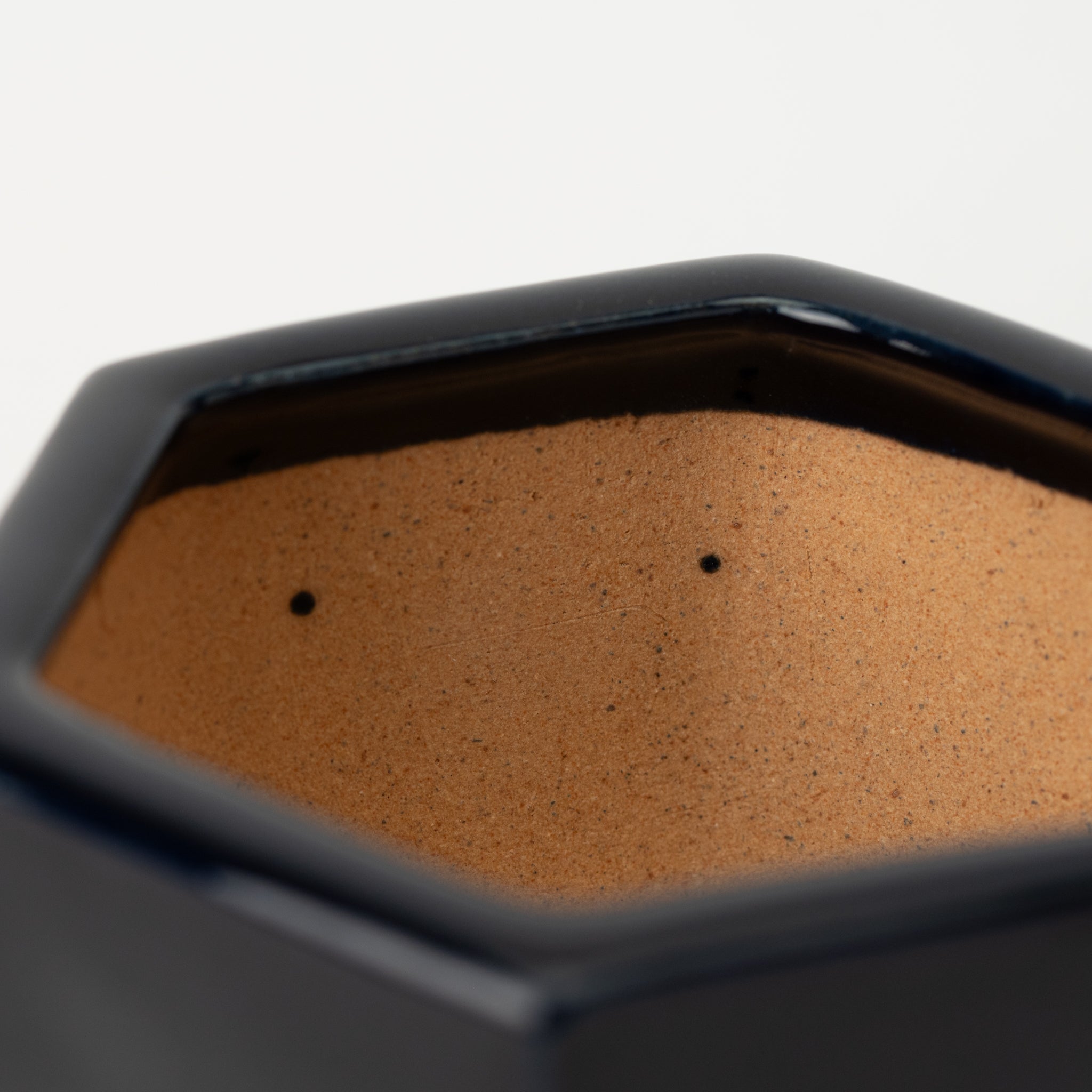 Reihou Tokoname Ware Hexagon Black Japanese Bonsai Pot 5.2 in.