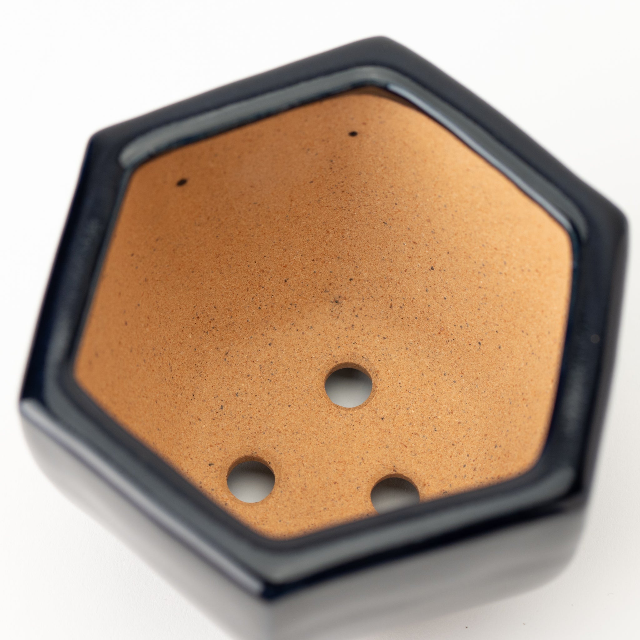 Reihou Tokoname Ware Hexagon Black Japanese Bonsai Pot 5.2 in.