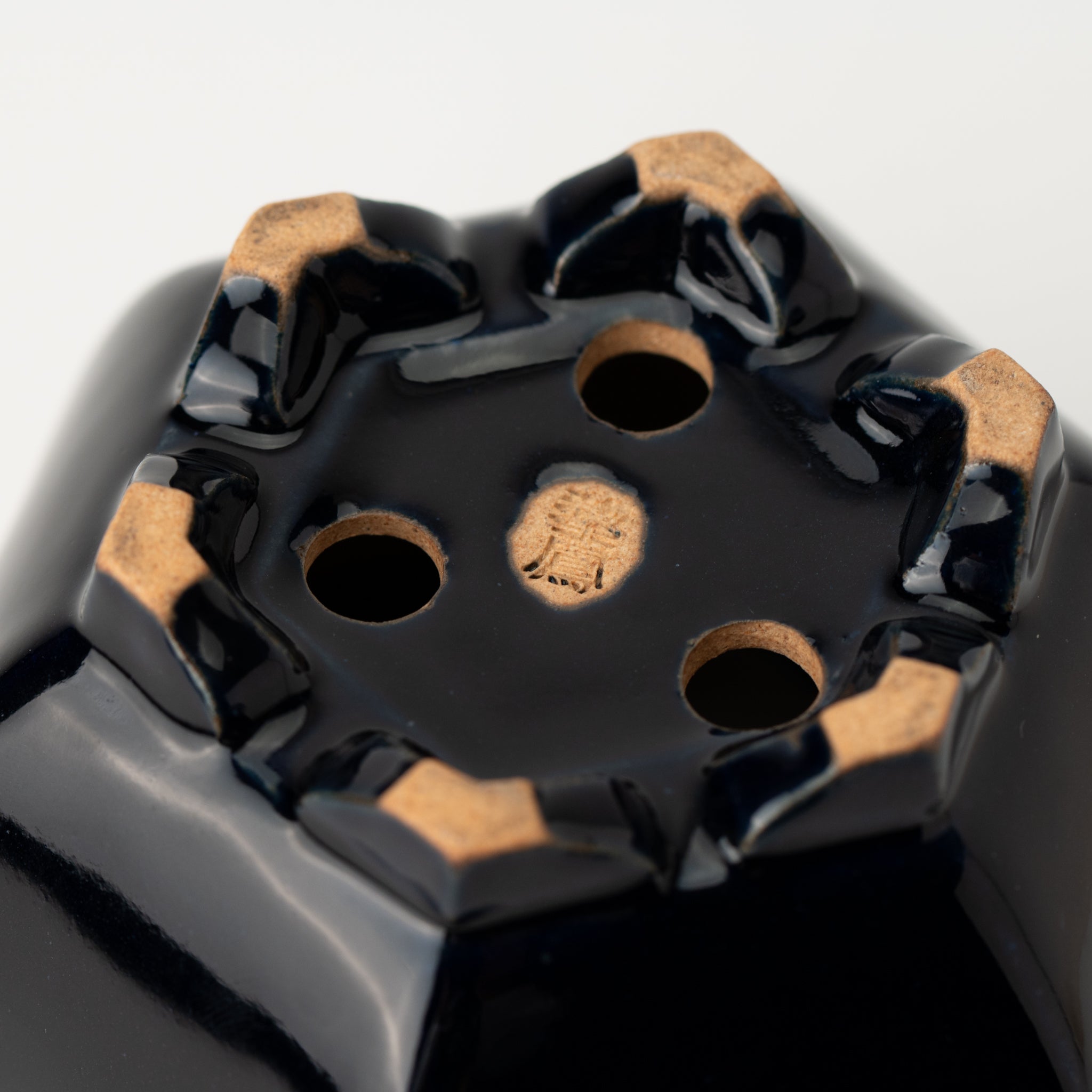 Reihou Tokoname Ware Hexagon Black Japanese Bonsai Pot 5.2 in.