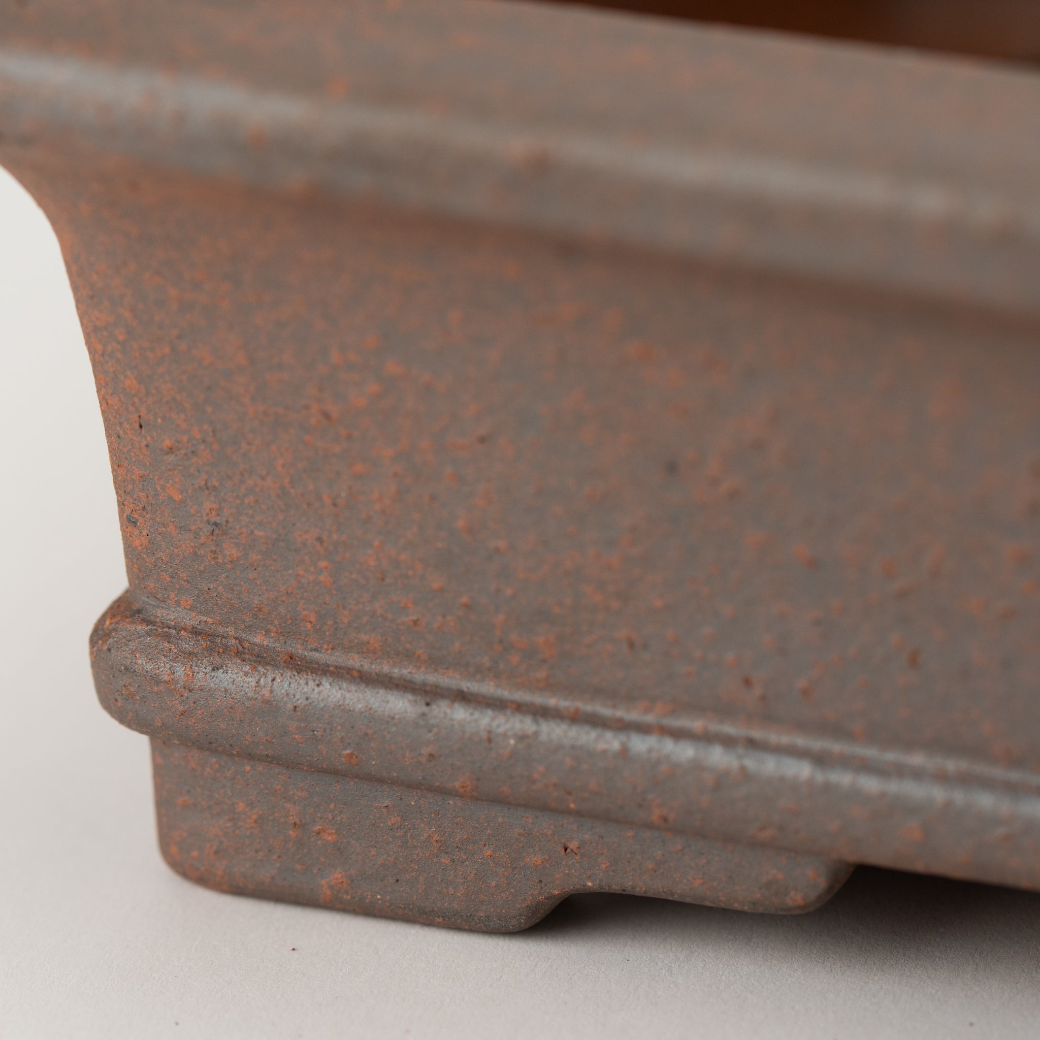 Reihou Tokoname Ware Rectangle Mud Japanese Bonsai Pot 12in.