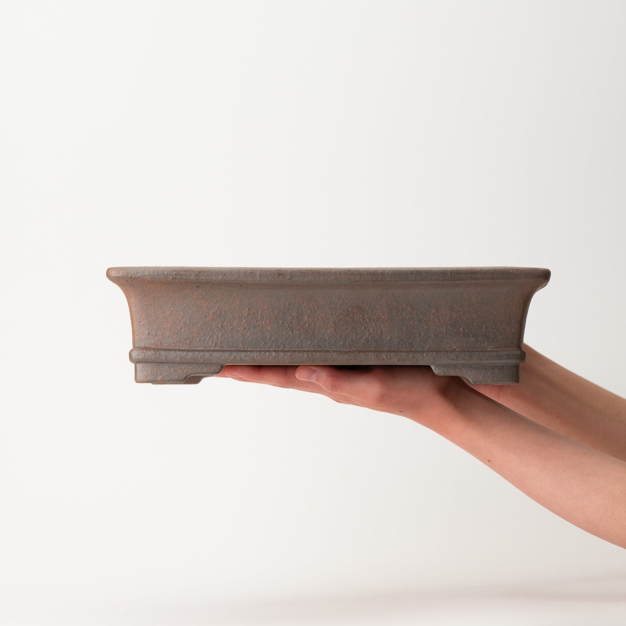 Reihou Tokoname Ware Rectangle Mud Japanese Bonsai Pot 12in.