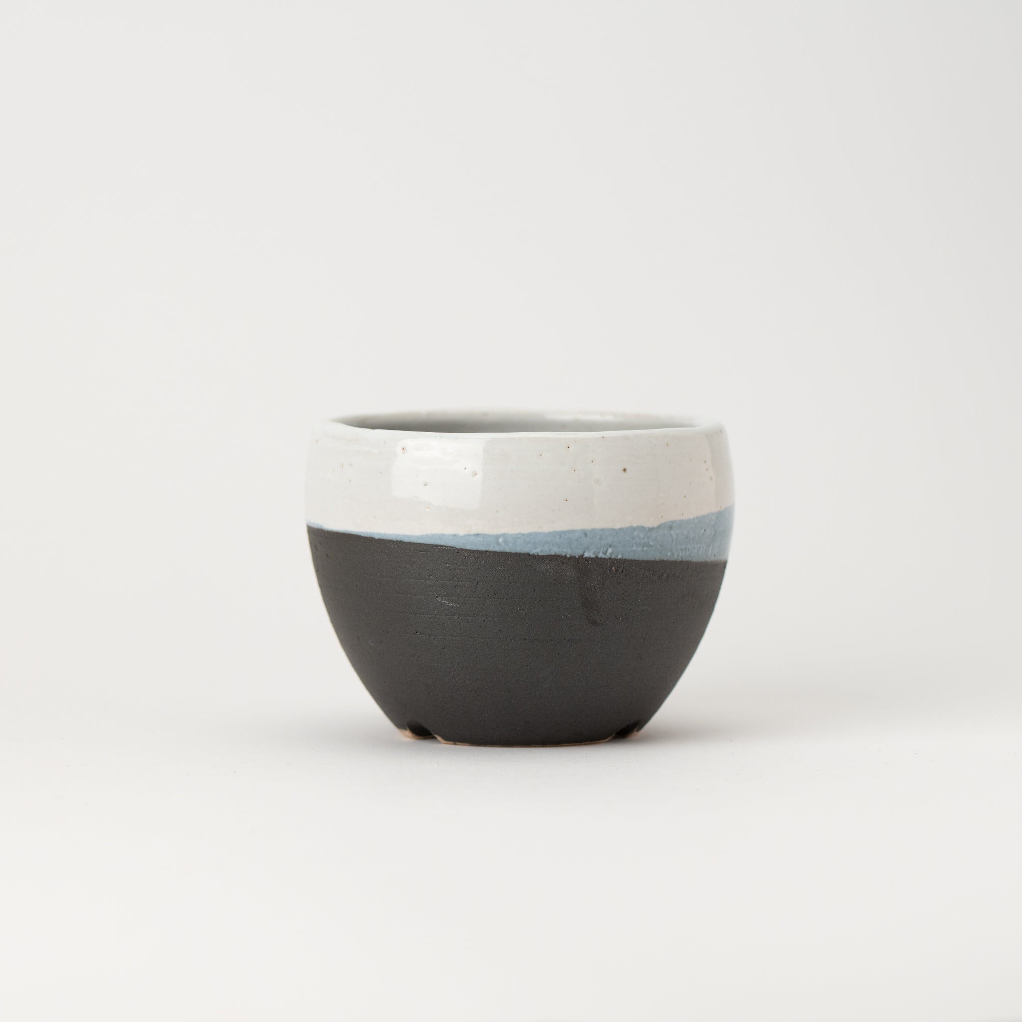 Naginowa Shigaraki Ware Black and White Japanese Bonsai Pot