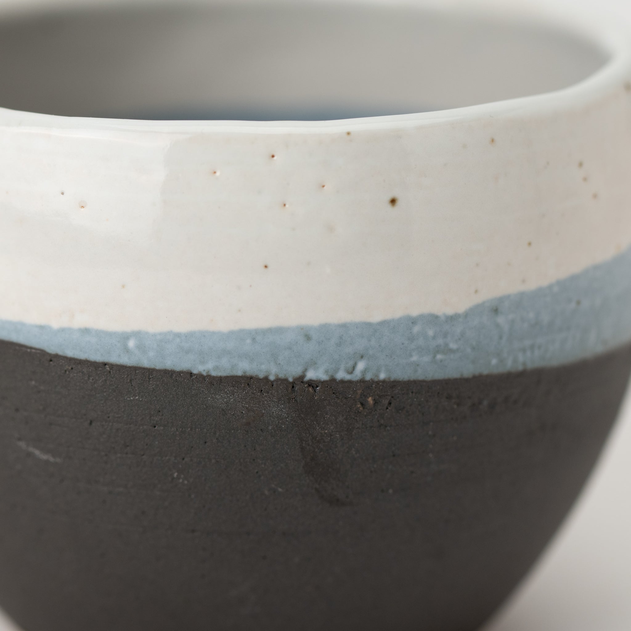 Naginowa Shigaraki Ware Black and White Japanese Bonsai Pot