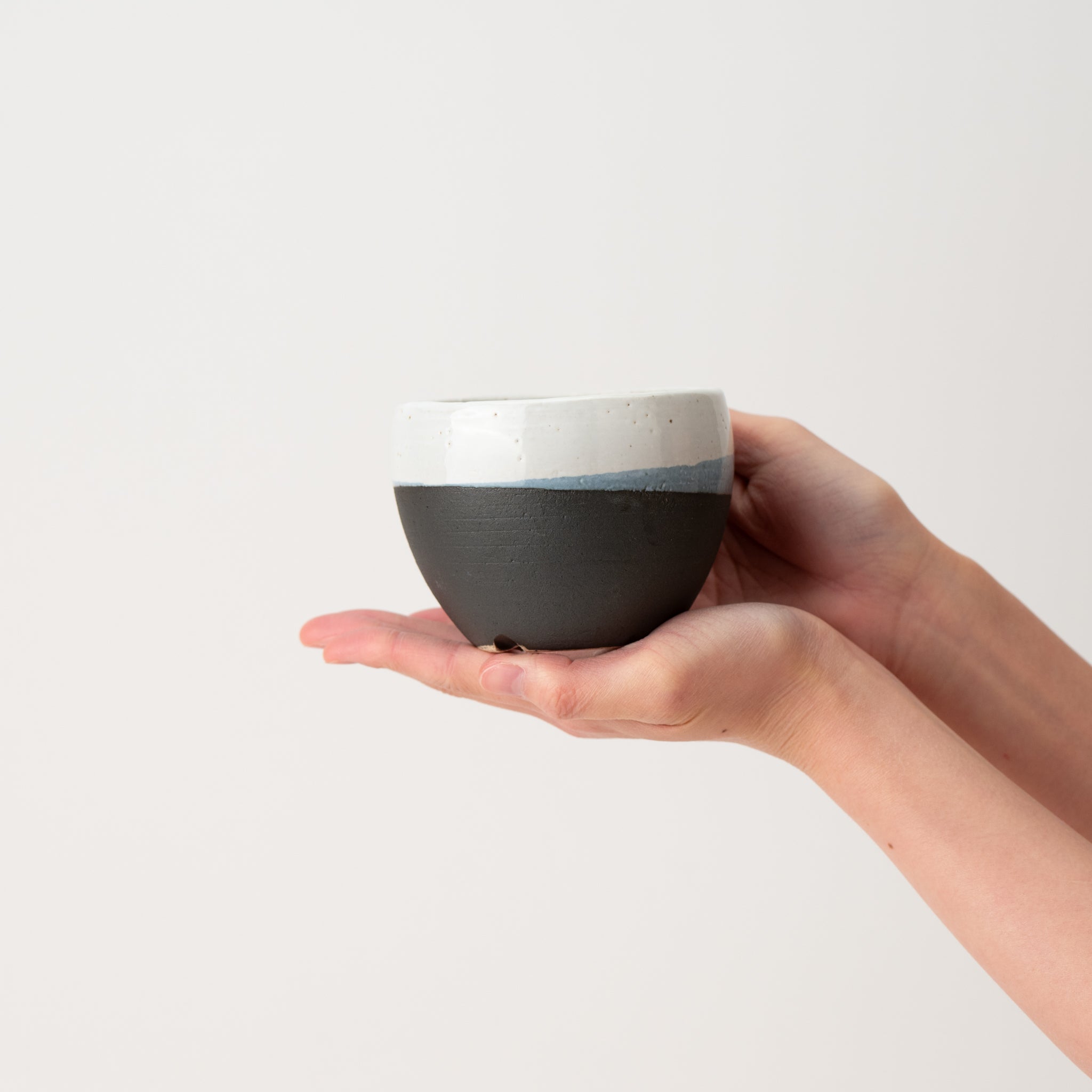 Naginowa Shigaraki Ware Black and White Japanese Bonsai Pot