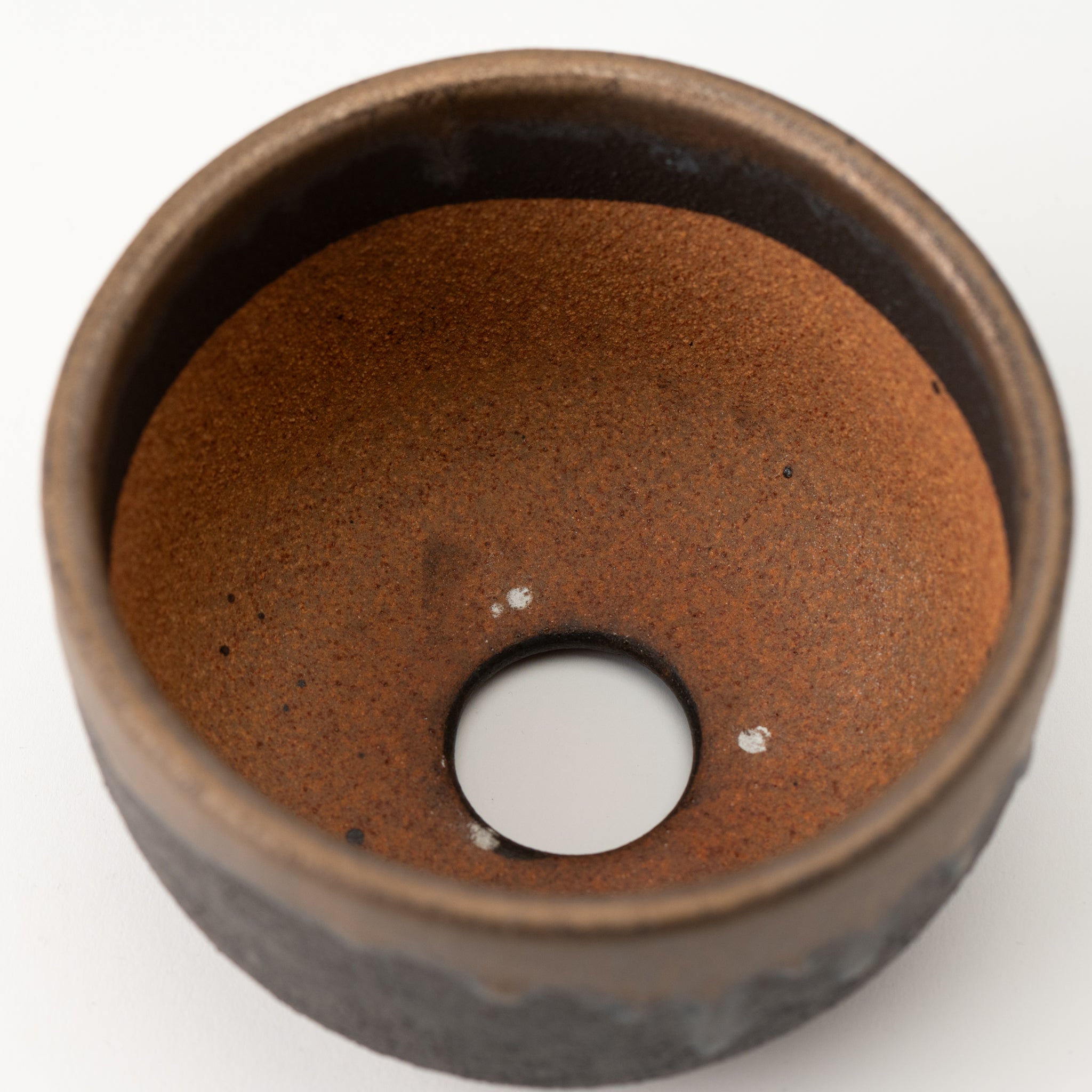 Naginowa Shigaraki Ware Gold Rust Round Japanese Bonsai Pot