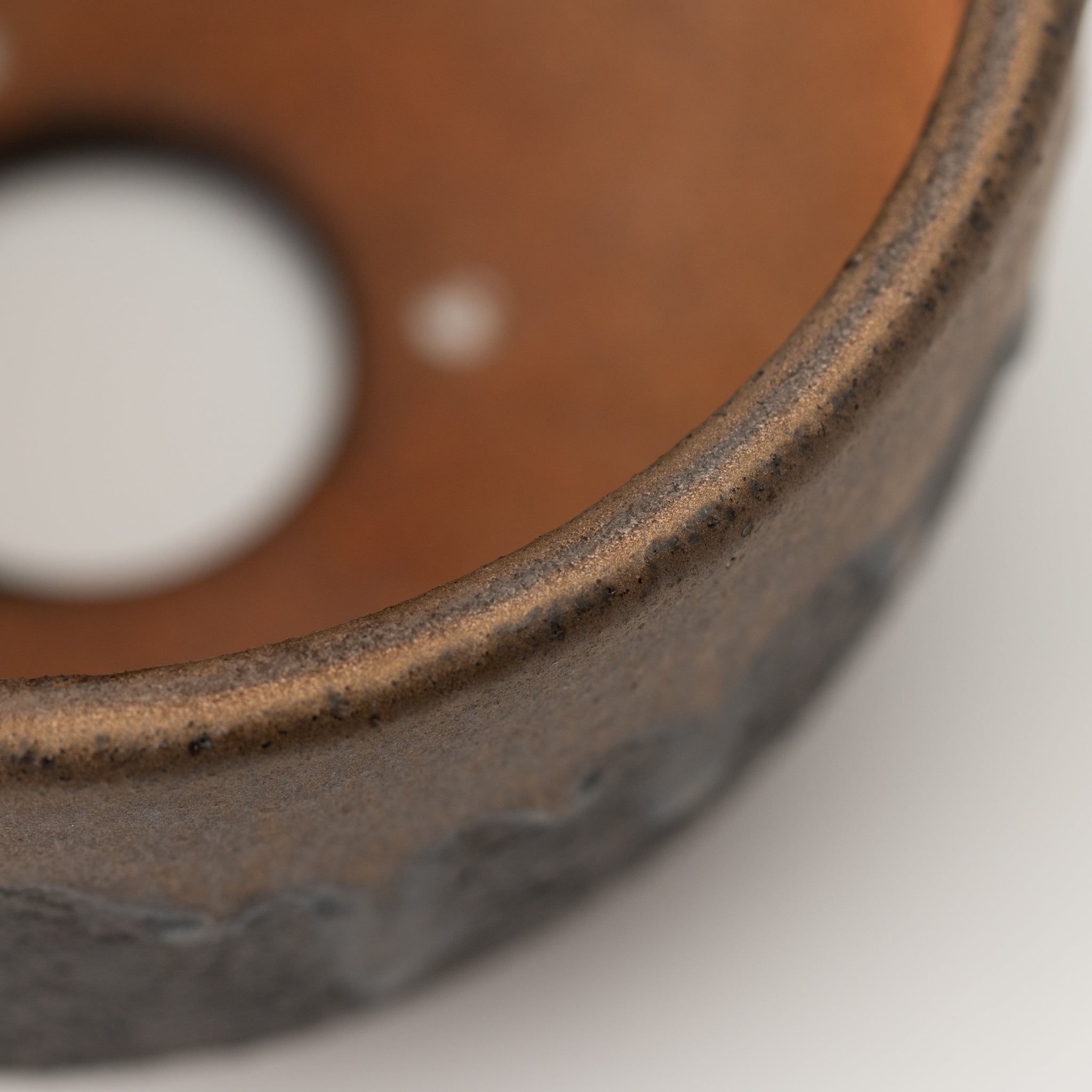 Naginowa Shigaraki Ware Gold Rust Round Japanese Bonsai Pot