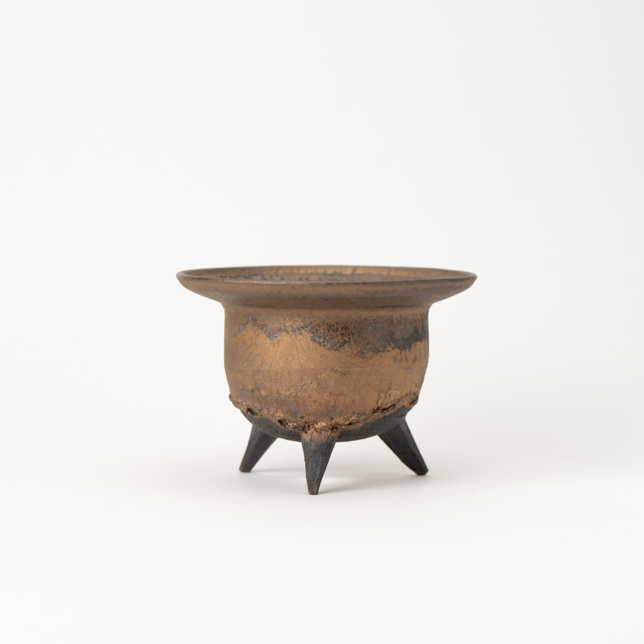 Naginowa Shigaraki Ware Gold Rust with High Legs Japanese Bonsai Pot