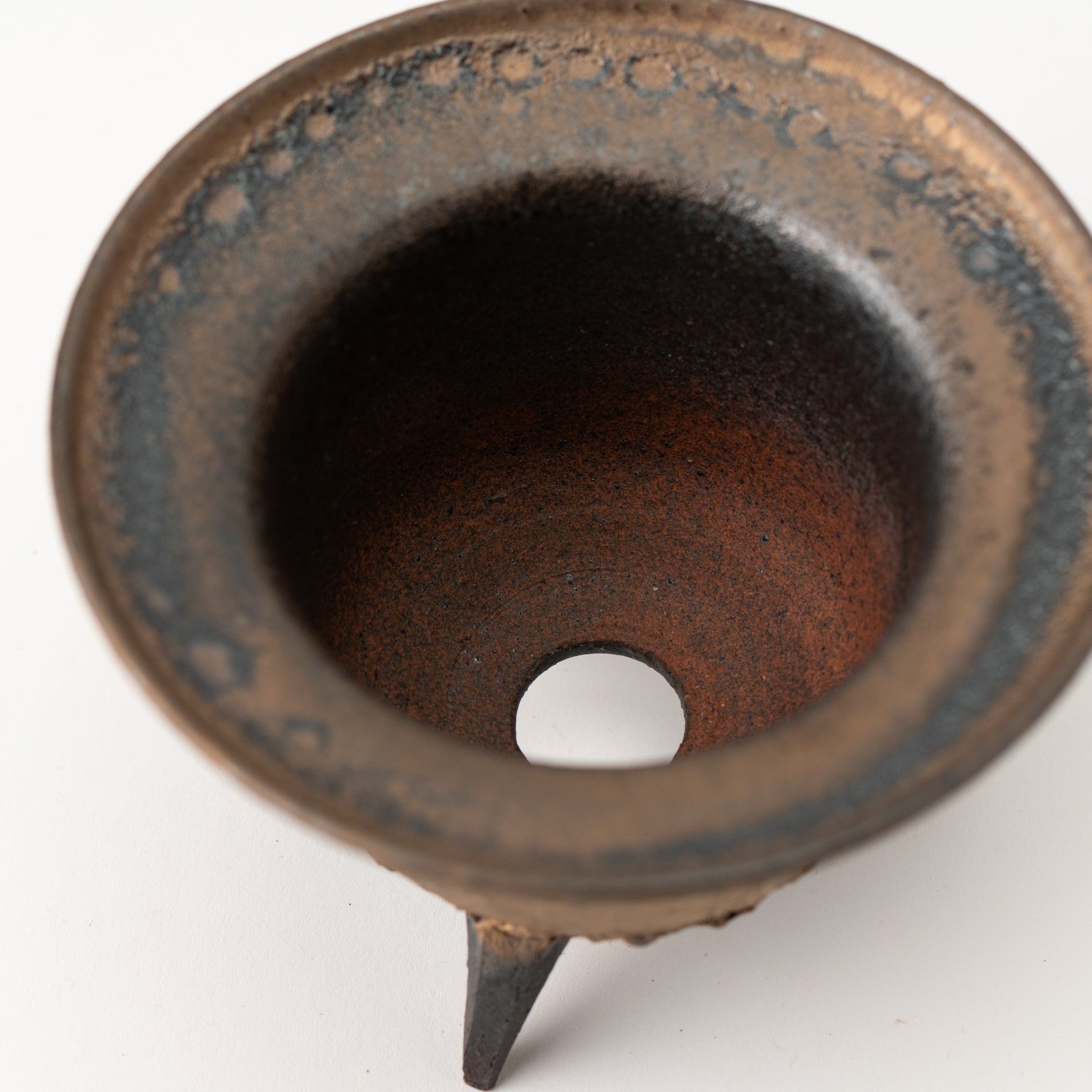 Naginowa Shigaraki Ware Gold Rust with High Legs Japanese Bonsai Pot