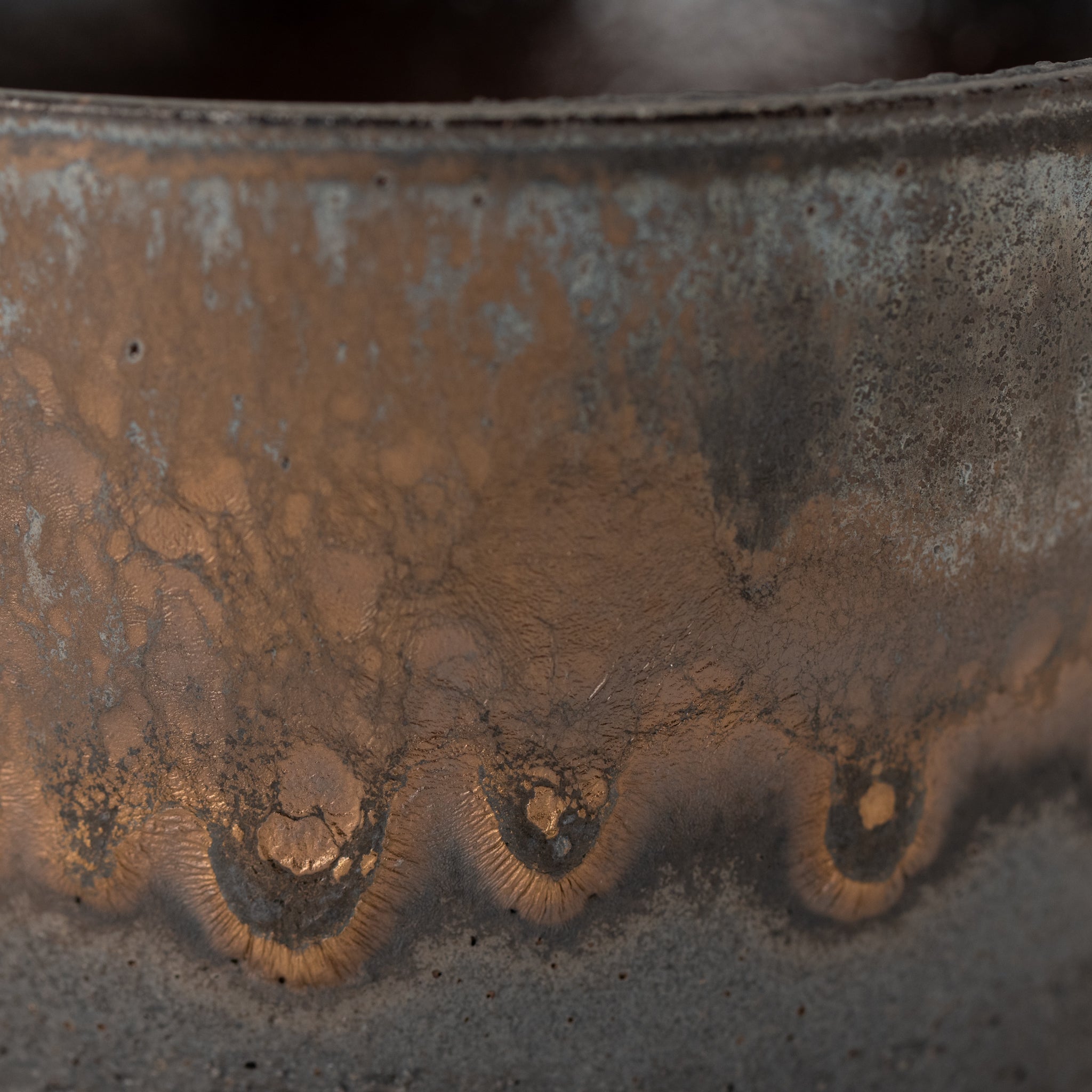 Naginowa Shigaraki Ware Gold Rust Slanted Japanese Bonsai Pot