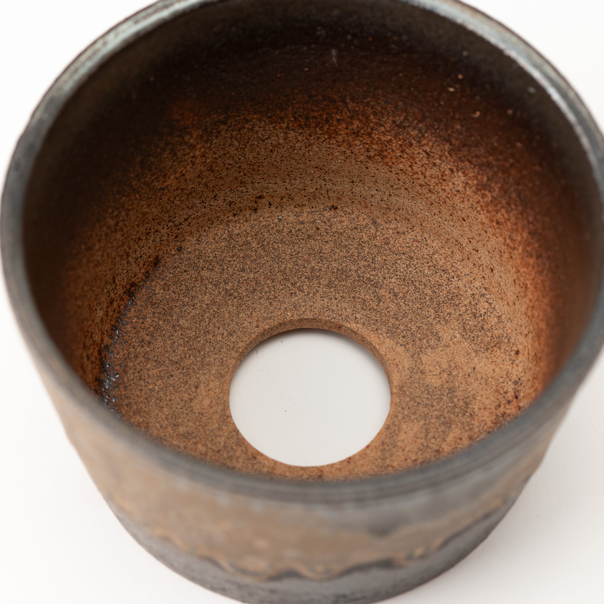 Naginowa Shigaraki Ware Gold Rust Slanted Japanese Bonsai Pot