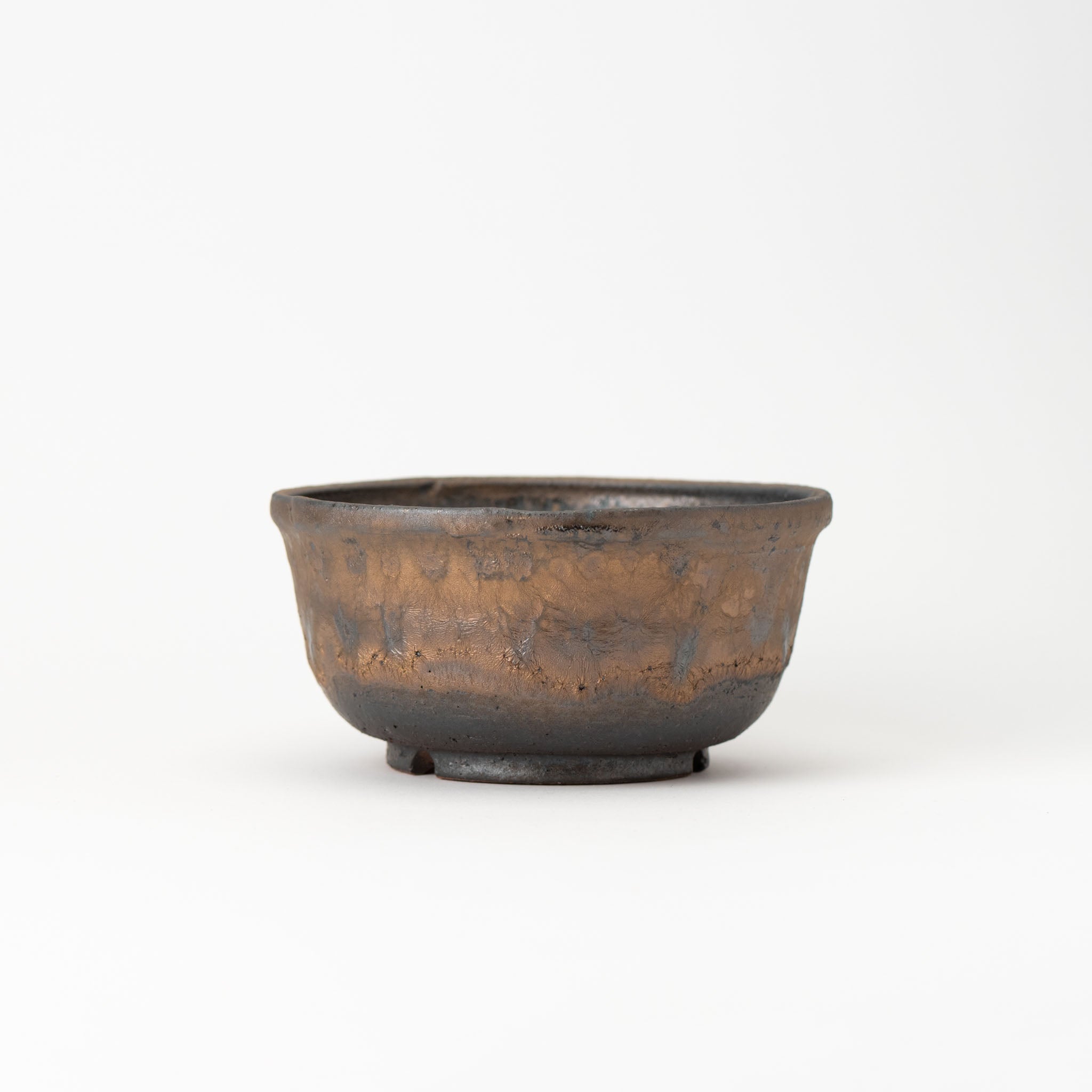 Naginowa Shigaraki Ware Gold Rust Shallow Japanese Bonsai Pot 5.5 in.