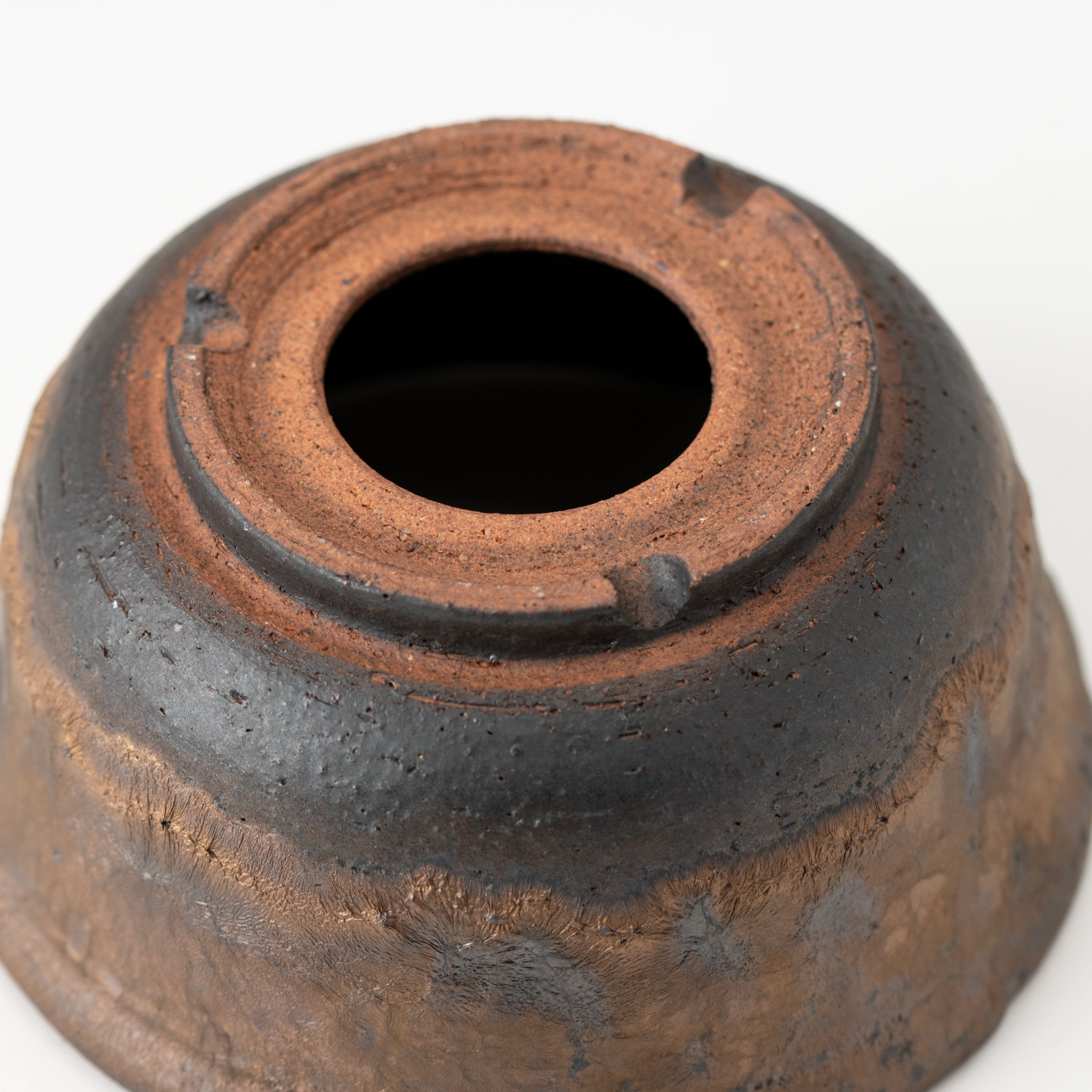 Naginowa Shigaraki Ware Gold Rust Shallow Japanese Bonsai Pot 5.5 in.