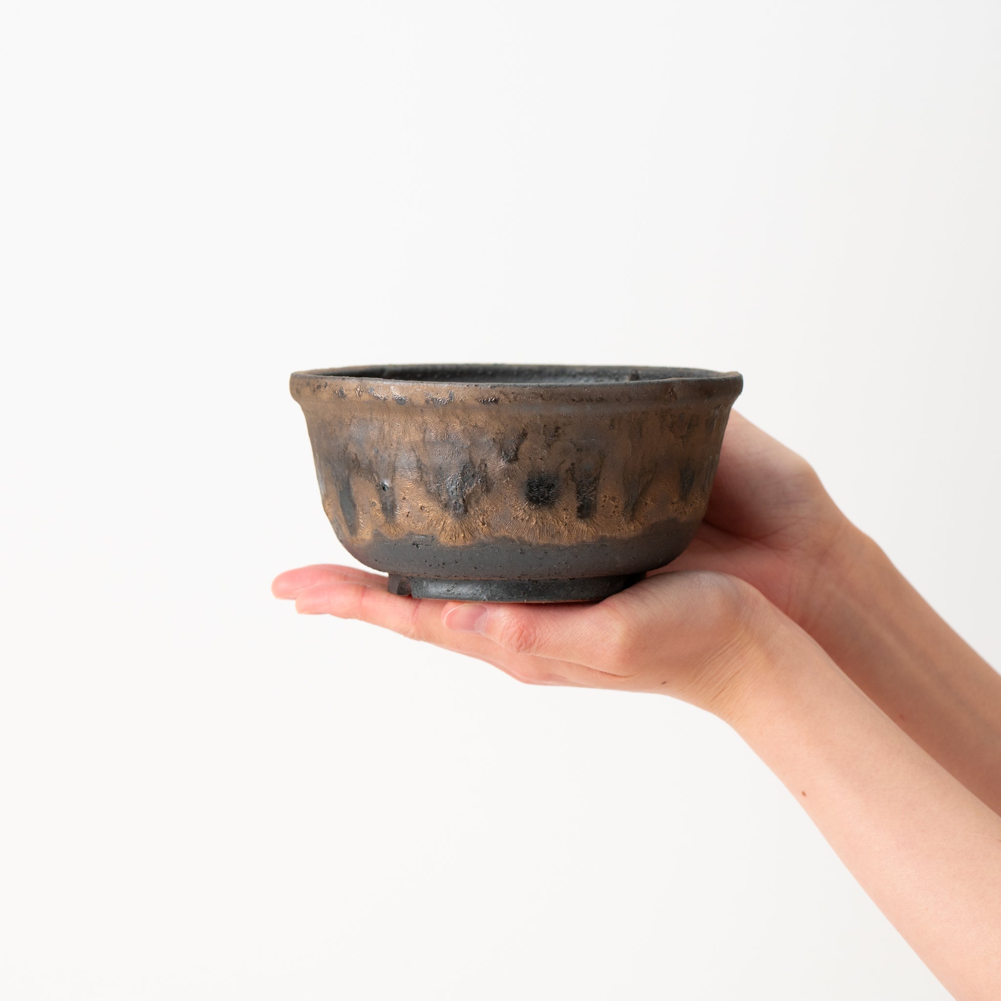 Naginowa Shigaraki Ware Gold Rust Shallow Japanese Bonsai Pot 5.5 in.