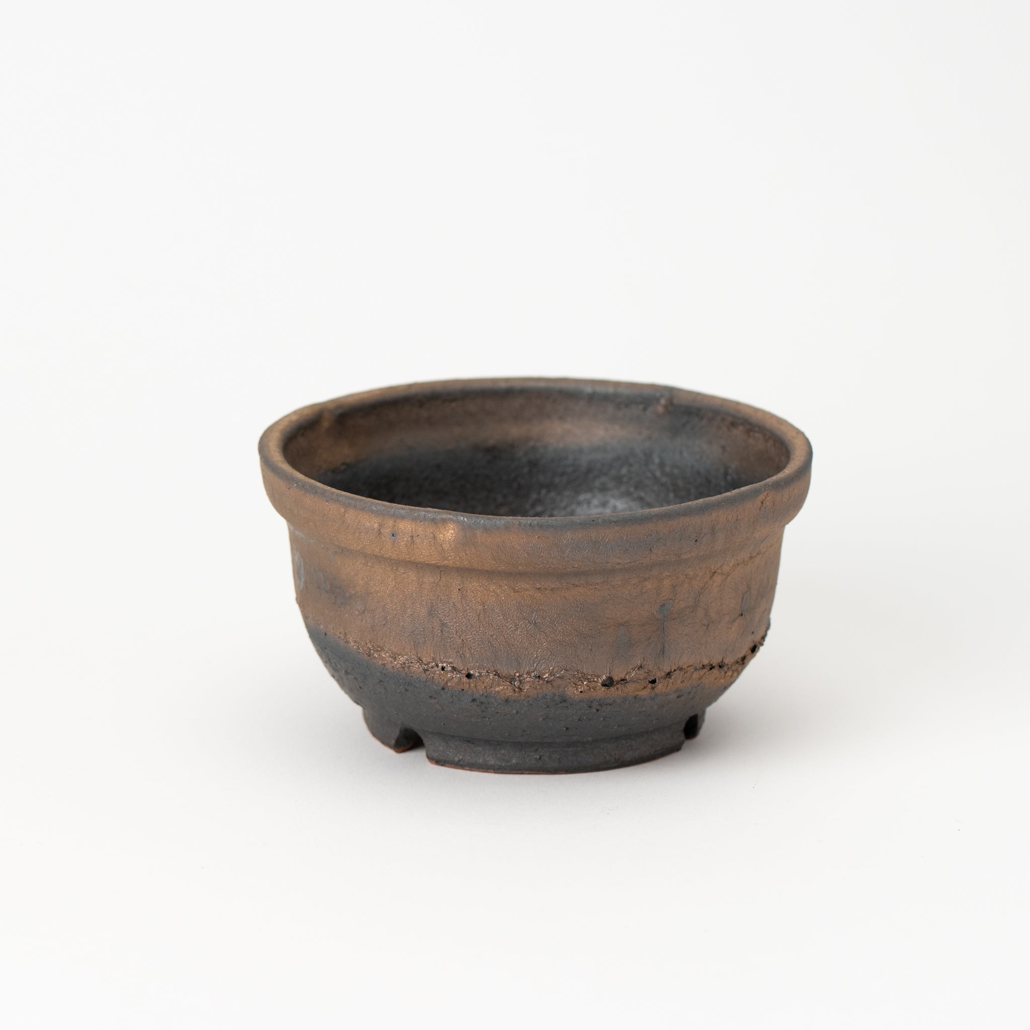 Naginowa Shigaraki Ware Gold Rust Shallow Japanese Bonsai Pot 4.9 in.