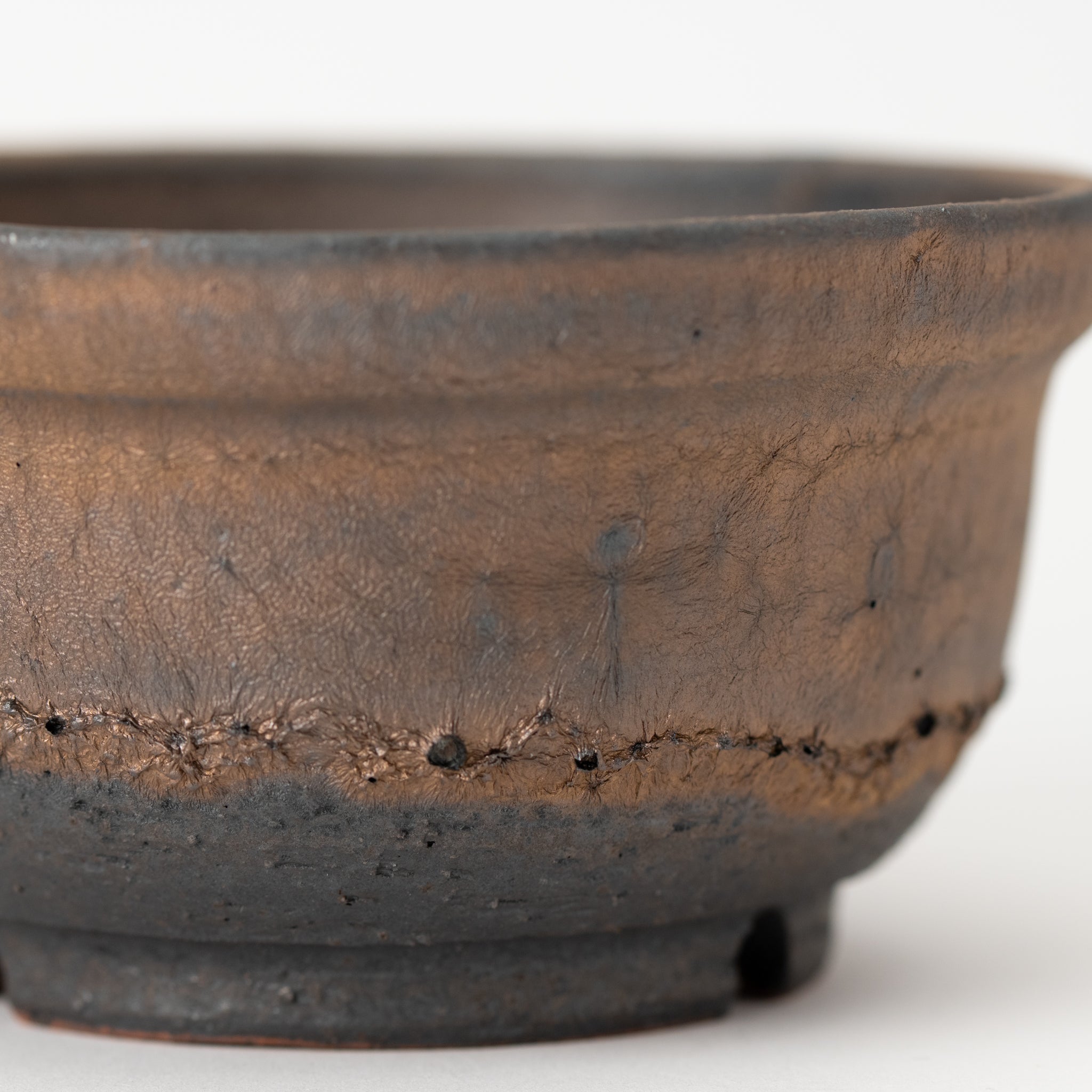 Naginowa Shigaraki Ware Gold Rust Shallow Japanese Bonsai Pot 4.9 in.