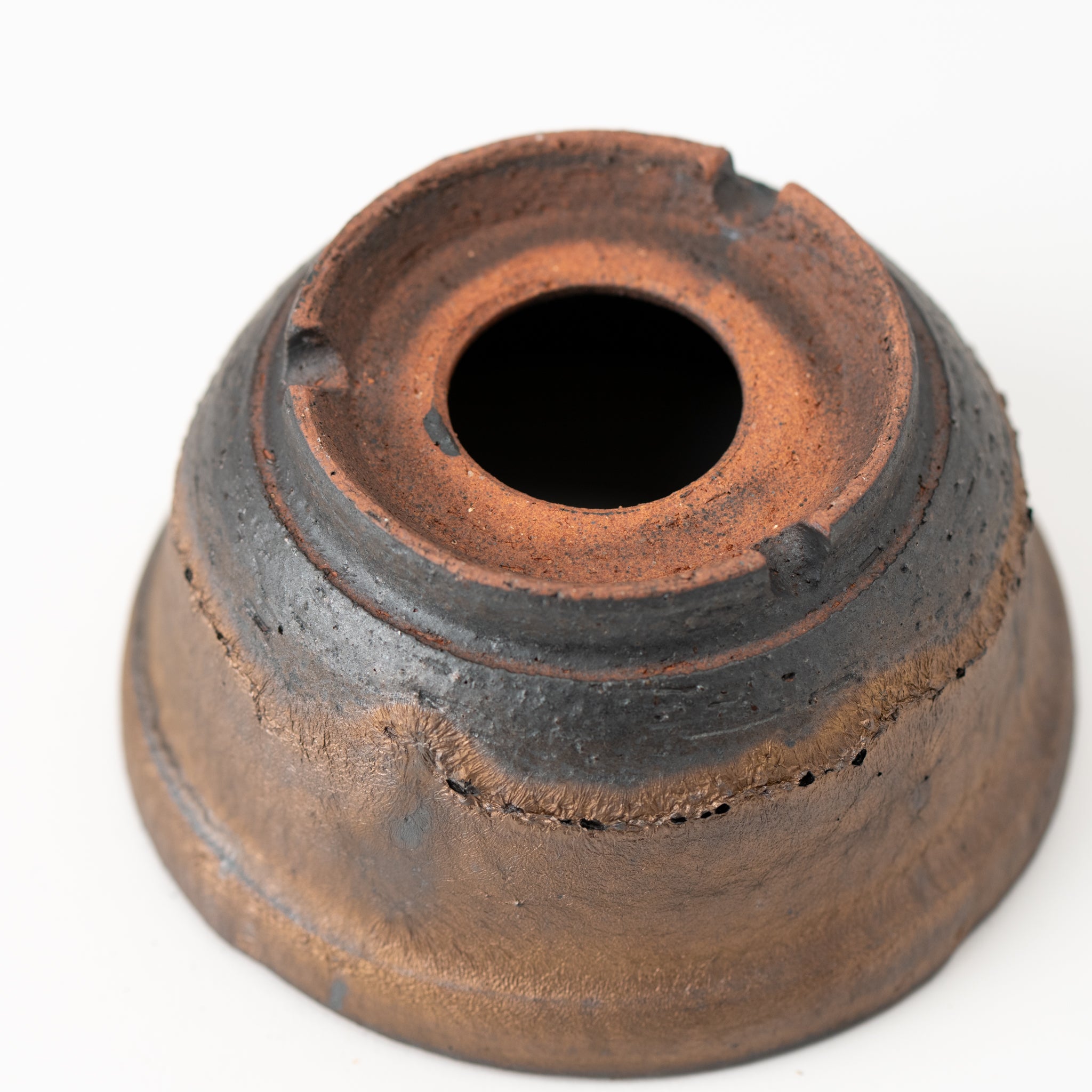 Naginowa Shigaraki Ware Gold Rust Shallow Japanese Bonsai Pot 4.9 in.