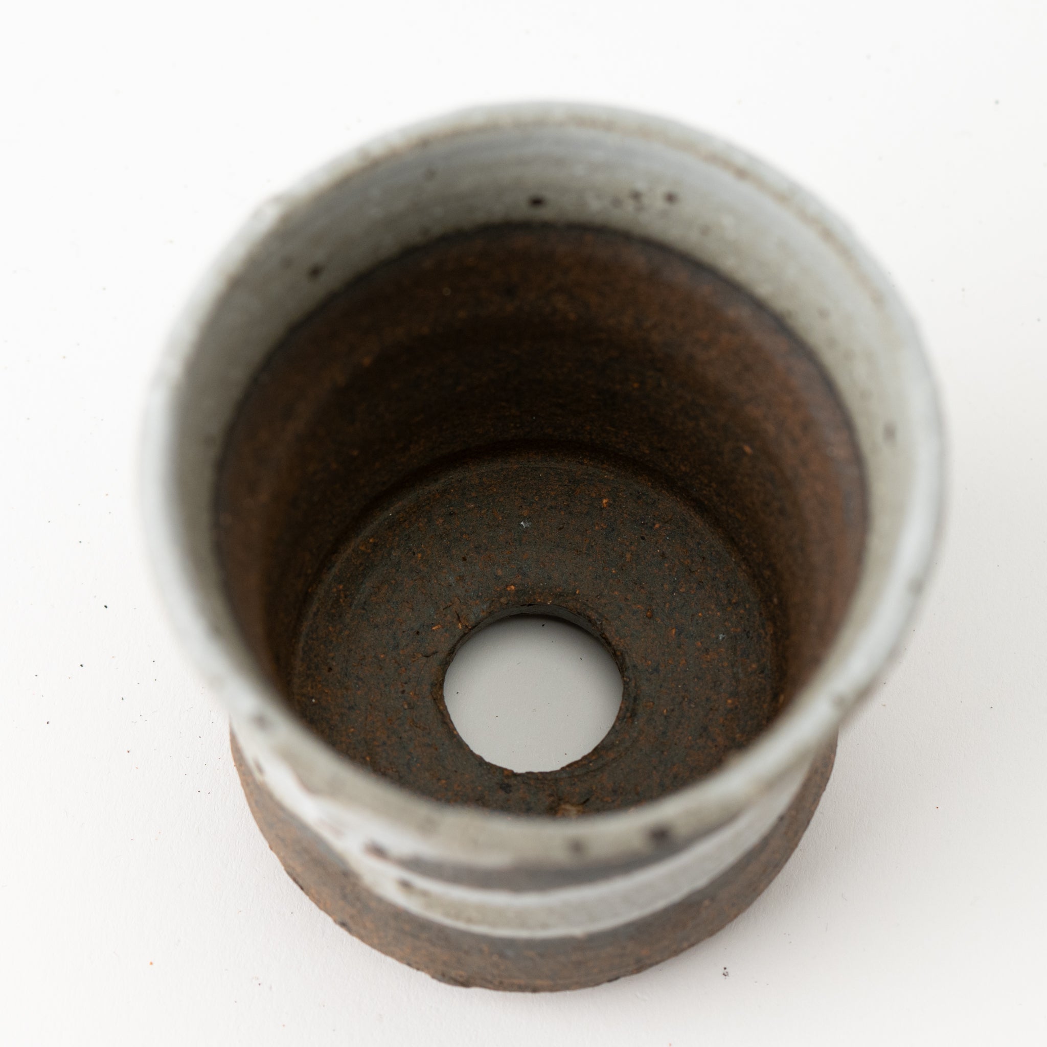 Naginowa Shigaraki Ware White Rust Thin Japanese Bonsai Pot 4.9 in.