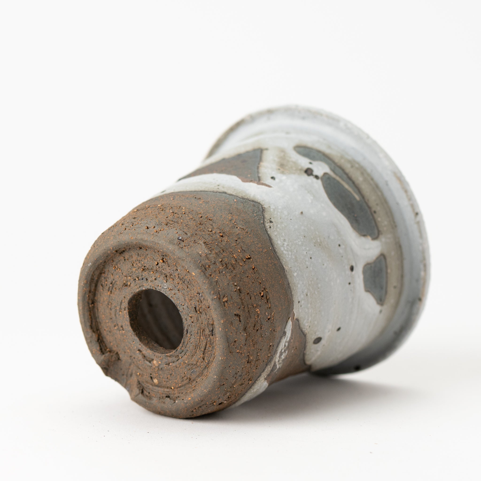 Naginowa Shigaraki Ware White Rust Deep Circle 1 Japanese Bonsai Pot 4.9 in.