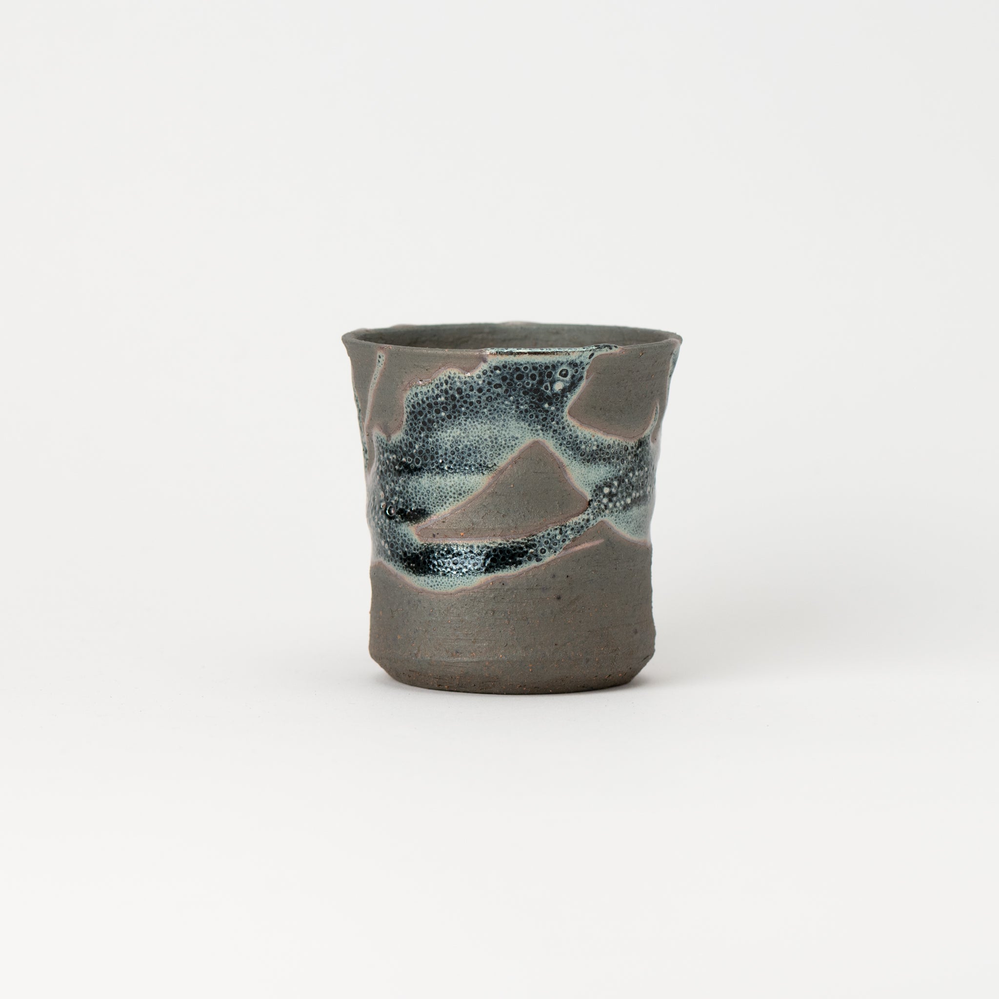 Naginowa Shigaraki Ware Iron Glaze Thin Japanese Bonsai Pot 3.1 in.